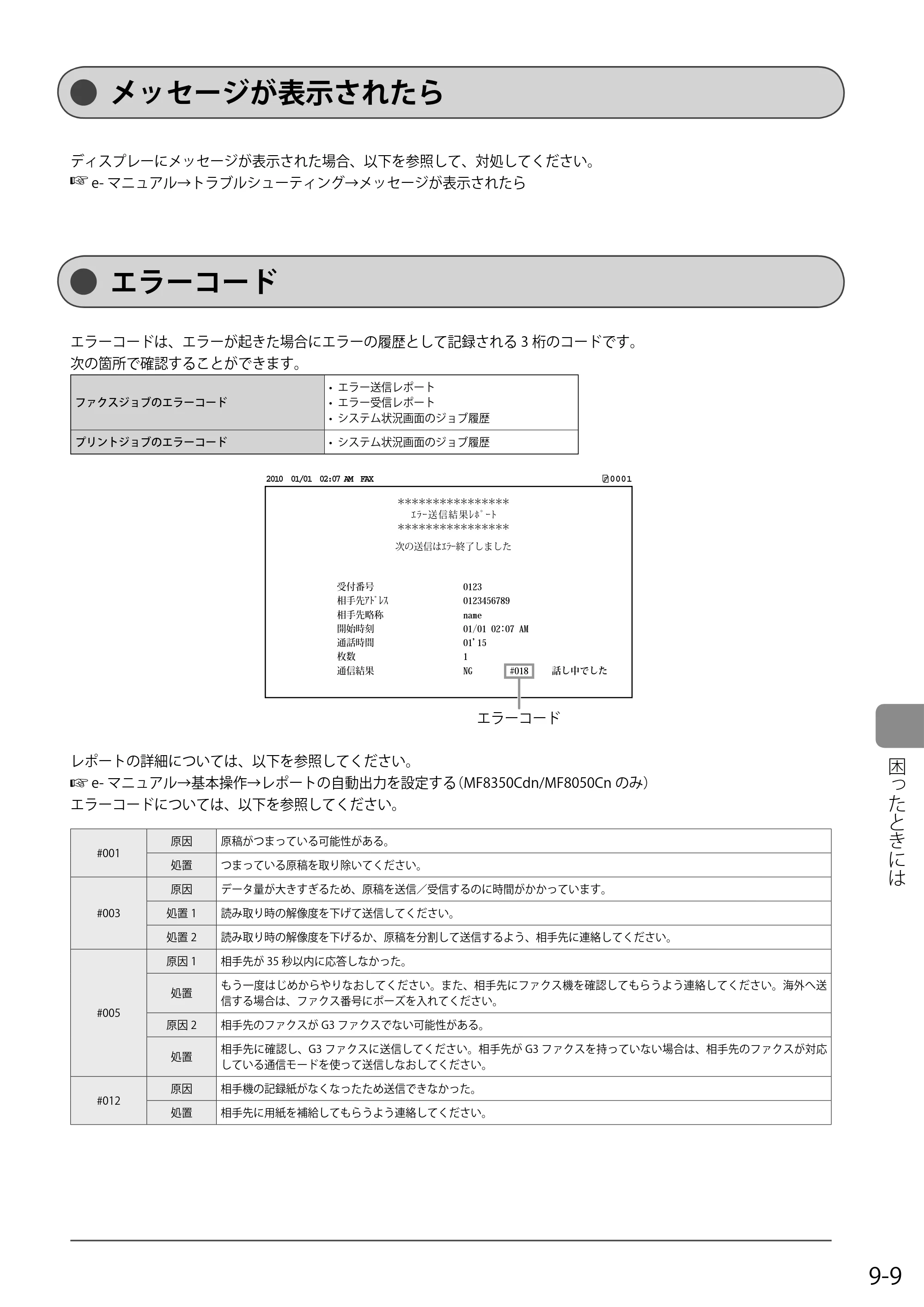 キヤノン MF8350Cdn/MF8330Cdn 基本操作ガイド 2011年2月1日更新 （PDF形式／16.32Mバイト） — メッセージが表示されたら — 原本ページ — 139ページ