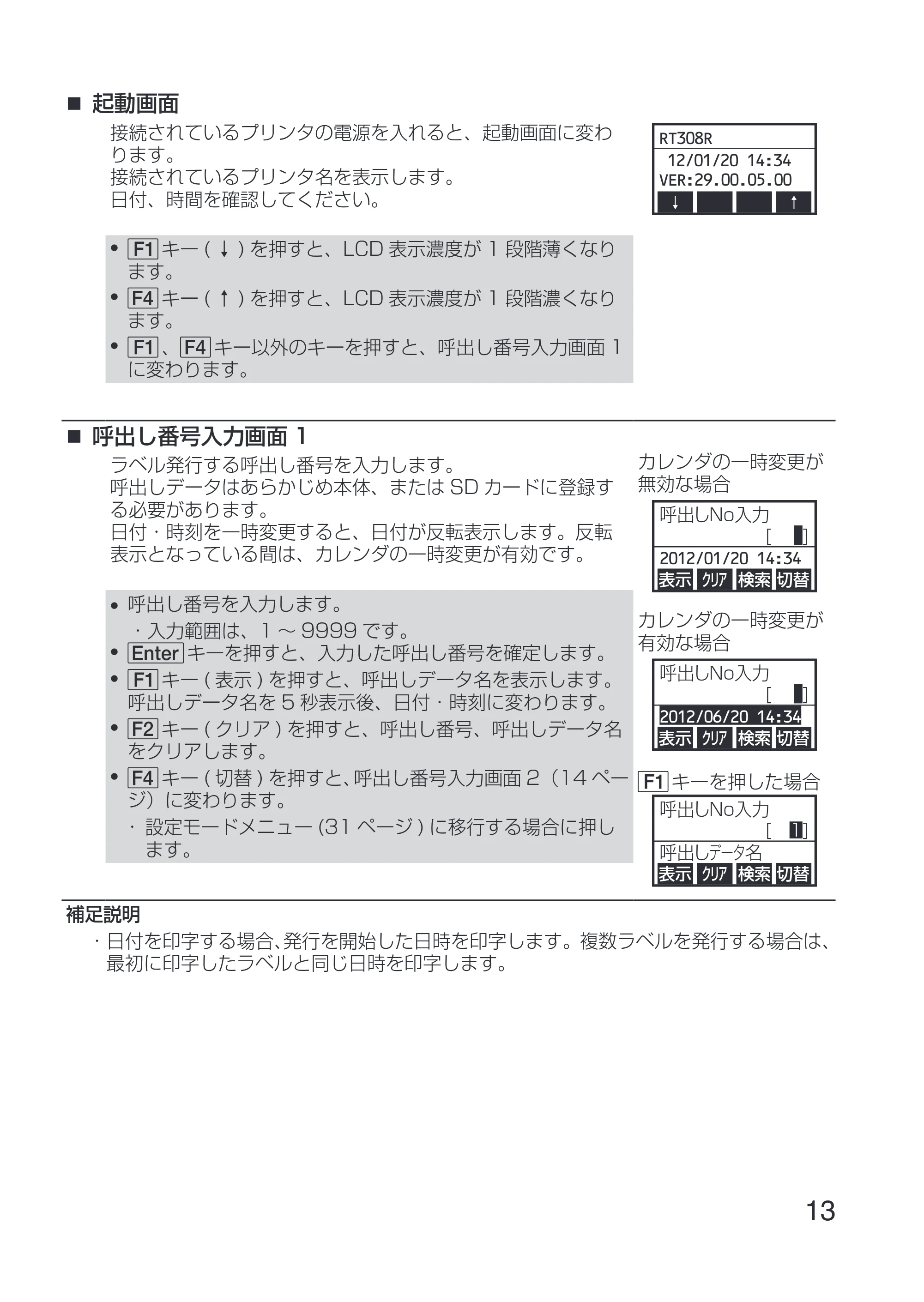 サトー Key-Bo+ / Key-Bo Key-Bo+ 取扱説明書（第3版） — 起動画面 — 原本ページ — 15ページ