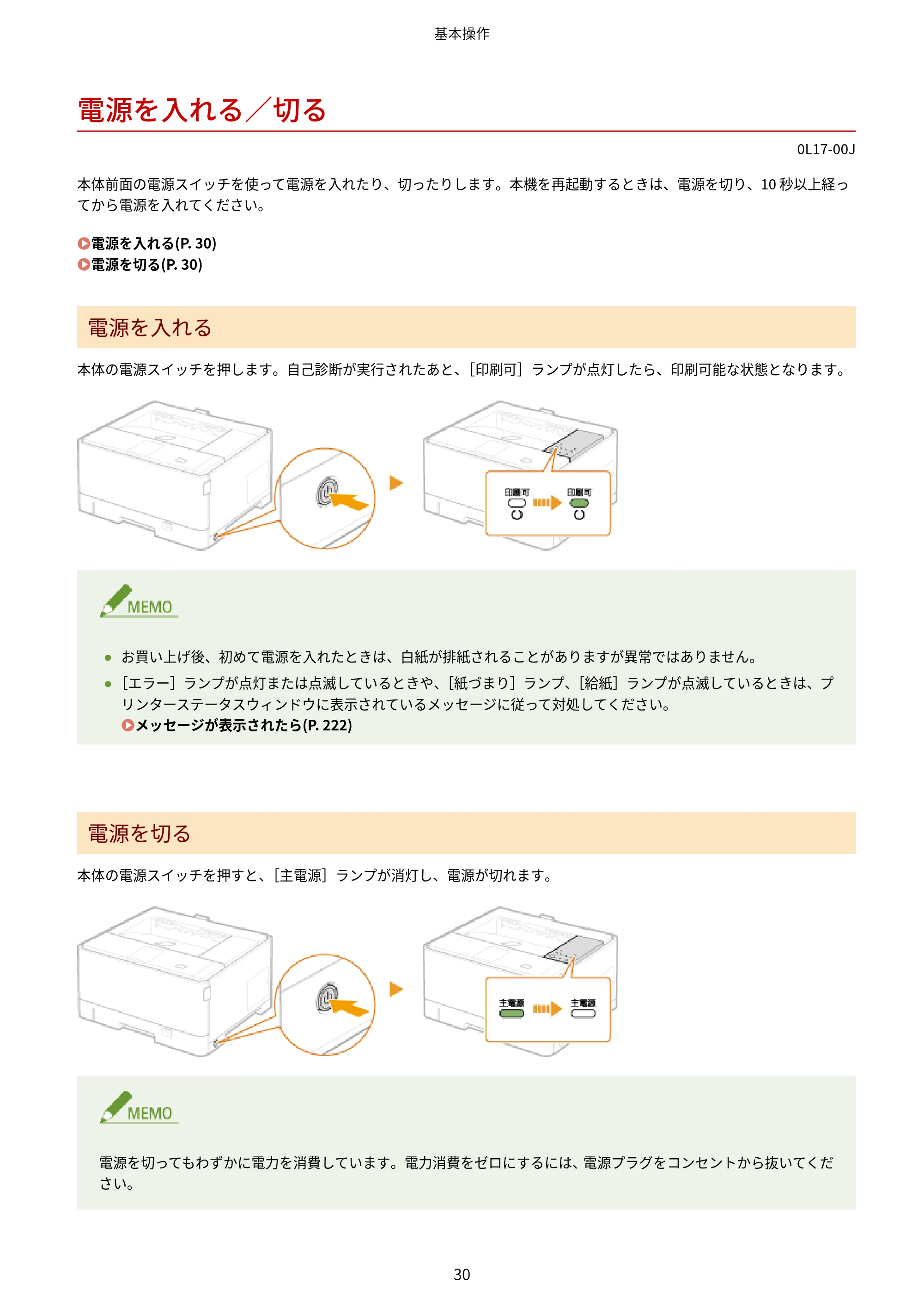 キヤノン LBP8100 ユーザーズガイド（PDF） 2019年11月7日更新（PDF：4.43MB） — 電源を入れる／切る — 原本ページ — 35ページ