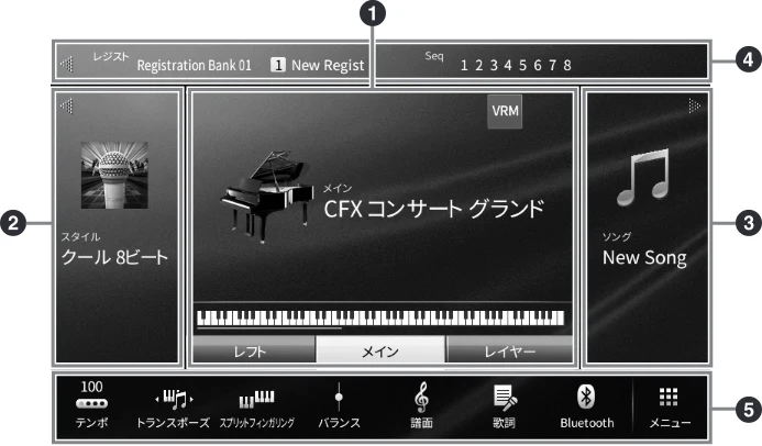 ヤマハ CVP-809 / CVP-805 CVP-809/CVP-805 取扱説明書 — 画面の見かた — 図版 22-1 — 22ページ
