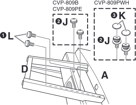 ヤマハ CVP-809 / CVP-805 CVP-809/CVP-805 取扱説明書 — 2 BとCをAに固定します。 — 図版 110-2 — 110ページ