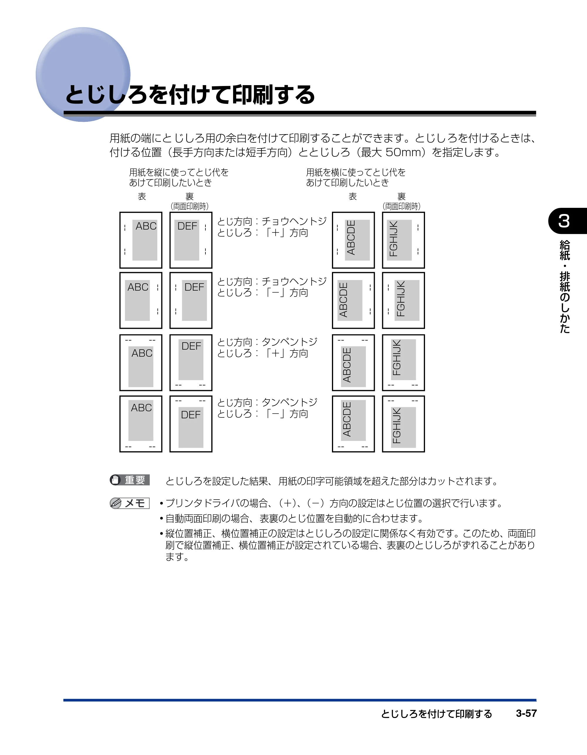 キヤノン LBP3410 ユーザーズガイド 2011年1月20日更新 （PDF形式／5.92Mバイト） — とじしろを付けて印刷する — 原本ページ — 123ページ