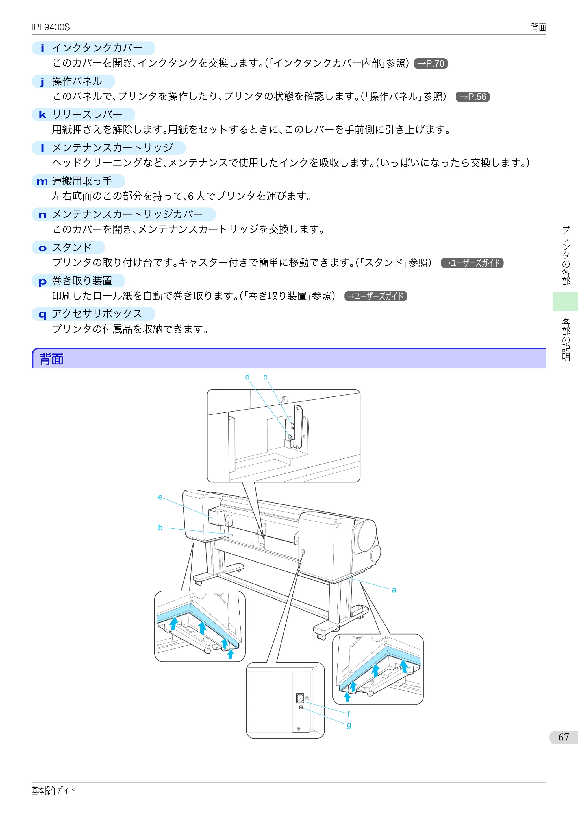 キヤノン iPF9400S 基本操作ガイド（PDF：20.9MB） — 背面 — 原本ページ — 67ページ