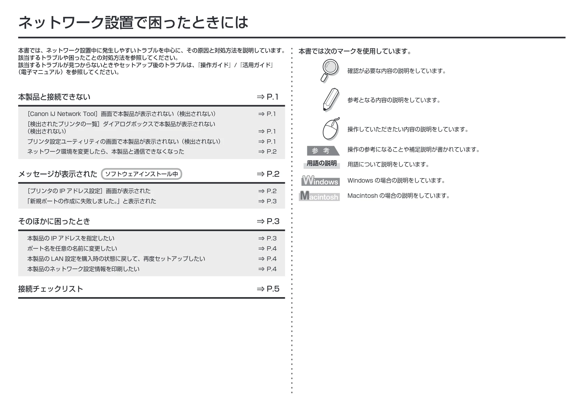 キヤノン PIXUS iX7000 ネットワーク設置で困ったときには （PDF形式／1.47Mバイト） — 原本ページ — 2ページ