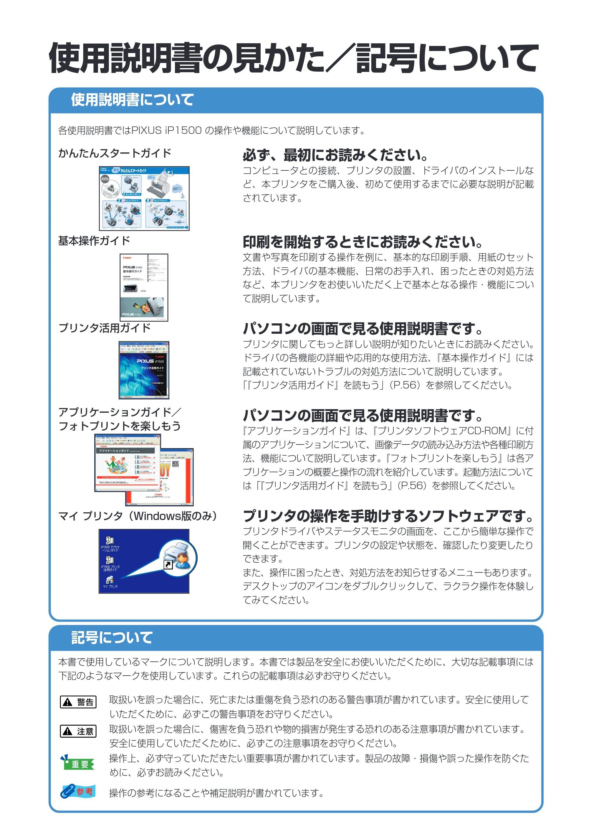 キヤノン PIXUS iP1500 基本操作ガイド (PDF形式/7.54Mバイト) — 原本ページ — 2ページ