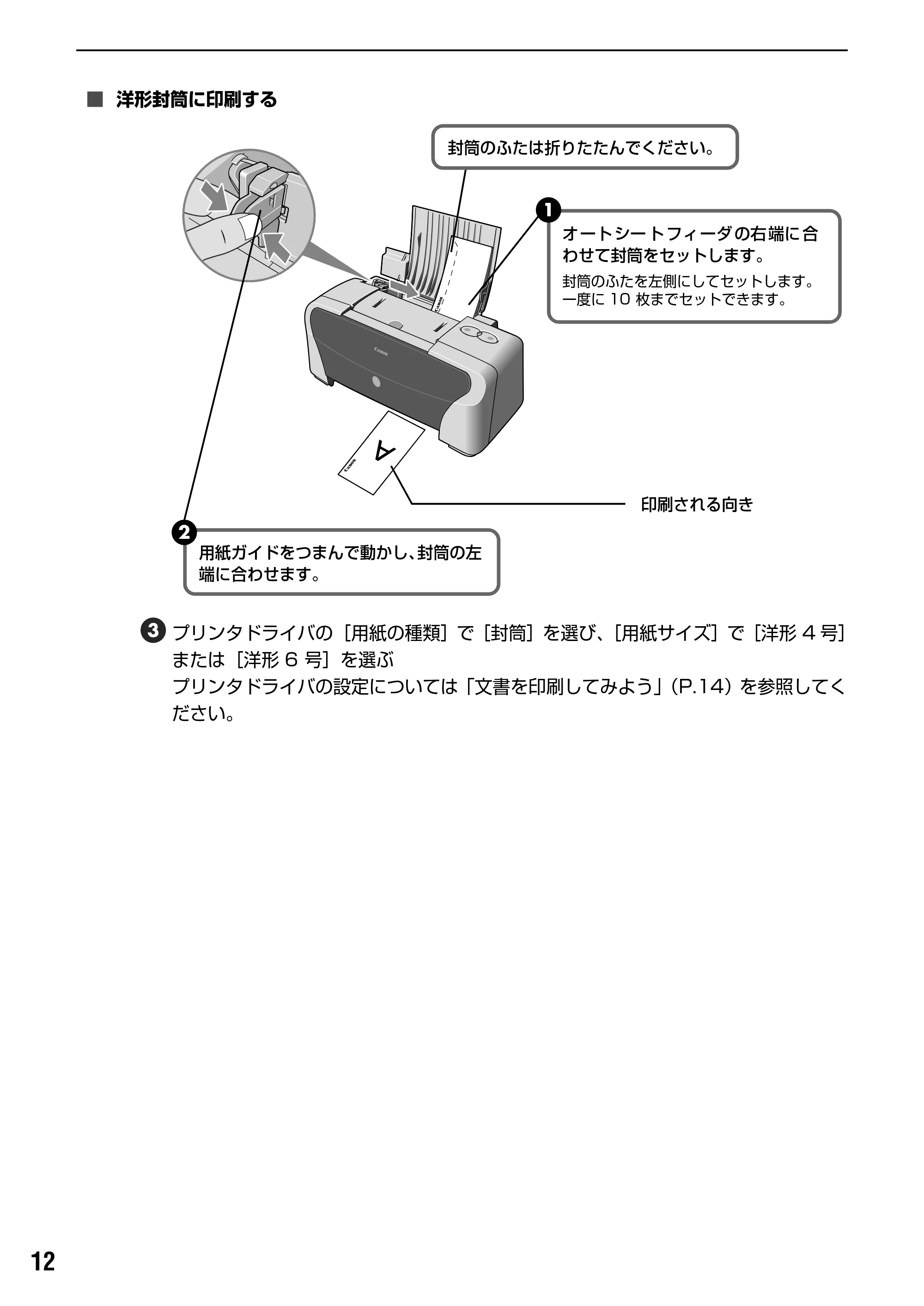 キヤノン PIXUS iP1500 基本操作ガイド (PDF形式/7.54Mバイト) — 文書を印刷してみよう — 原本ページ — 14ページ