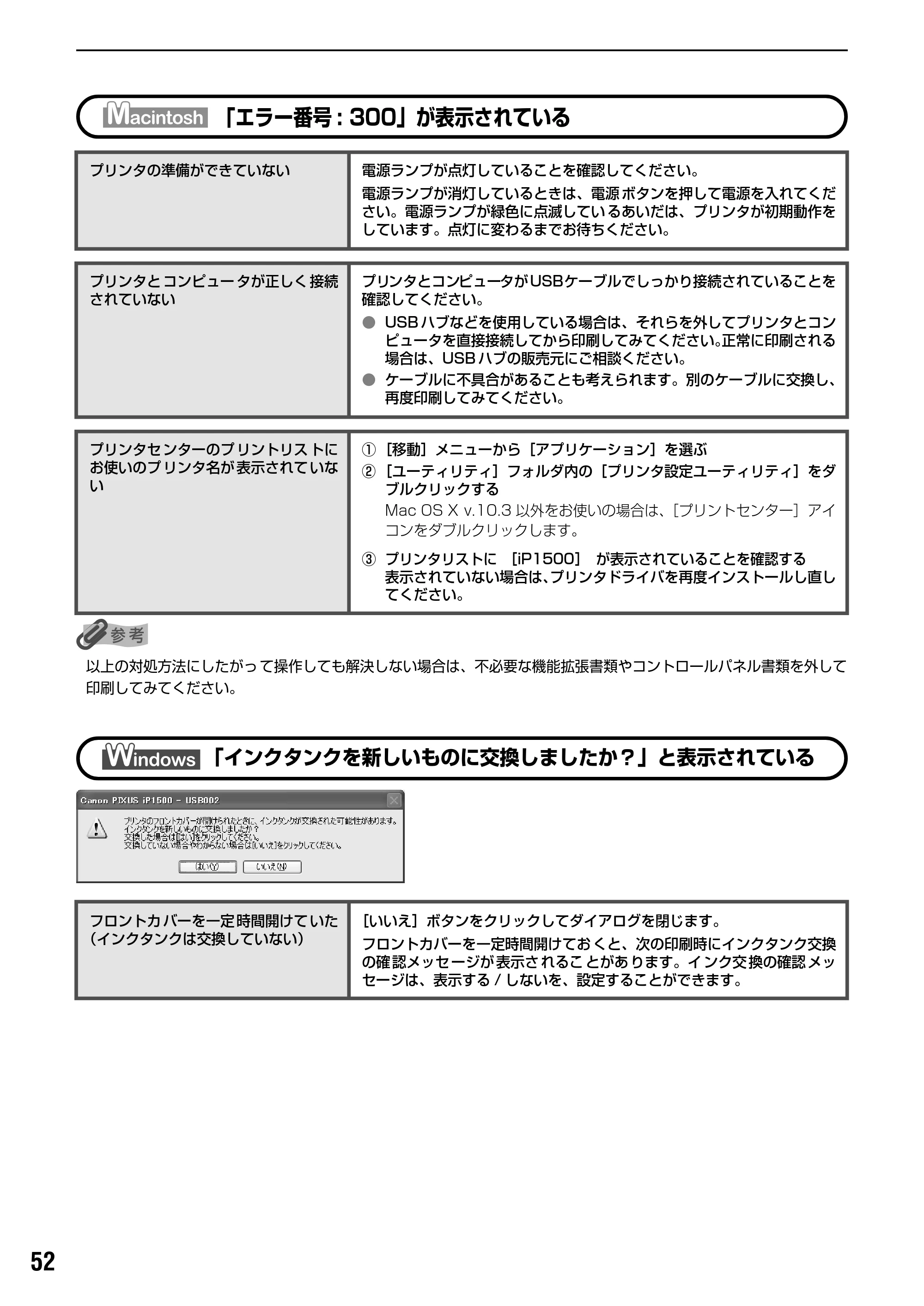 キヤノン PIXUS iP1500 基本操作ガイド （PDF形式／7.54Mバイト） — プリンタドライバをインストールする（Mac OS 9.x をお使いの場合） — 原本ページ — 54ページ