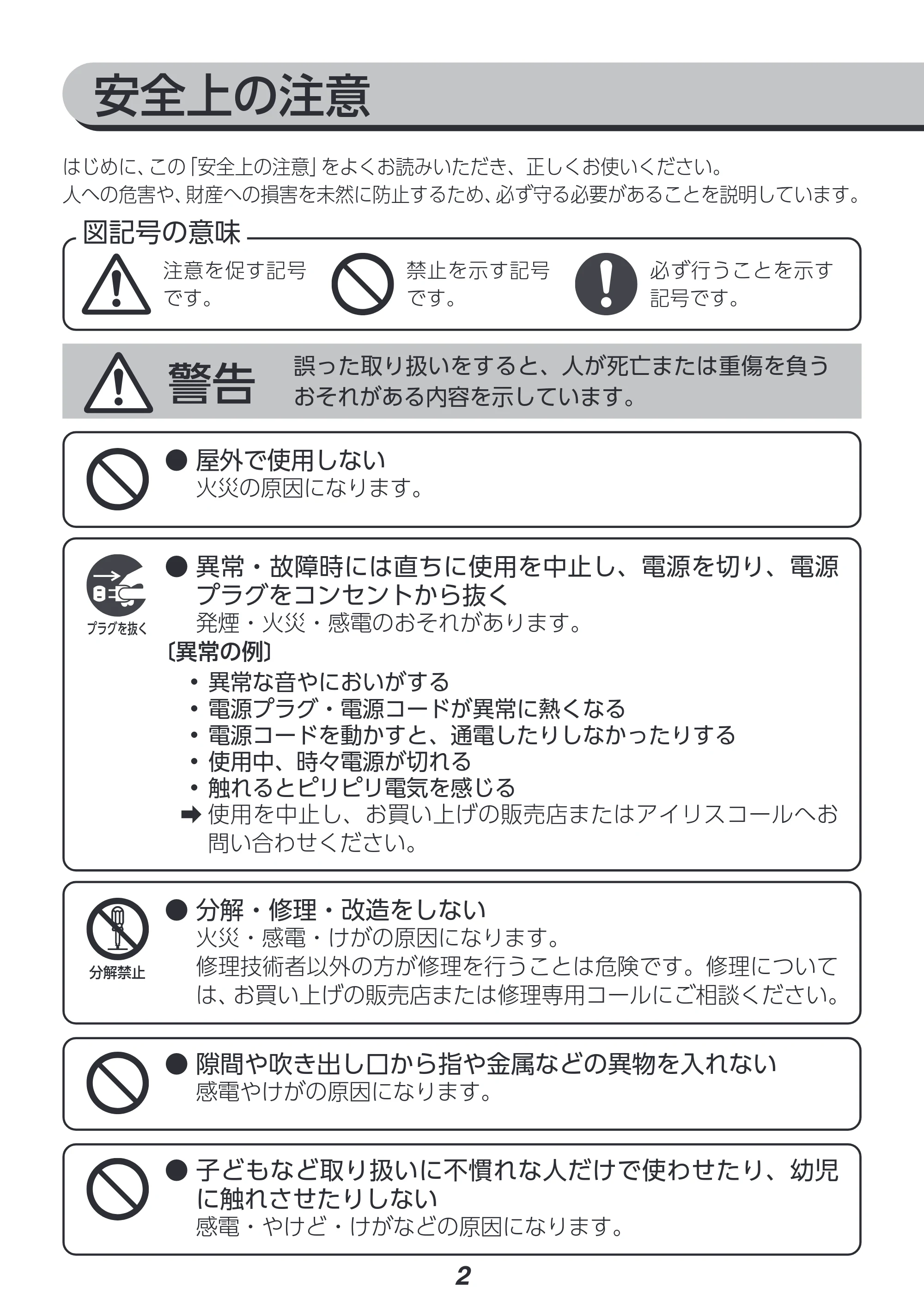 アイリスオーヤマ KHM-HBU501 取扱説明書 — 原本ページ — 2ページ
