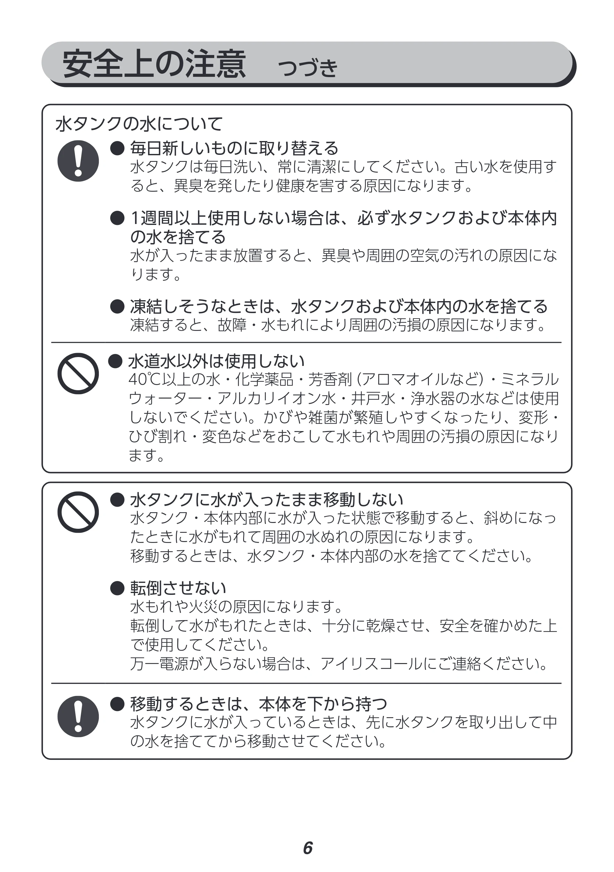 アイリスオーヤマ KHM-HBU501 取扱説明書 — 原本ページ — 6ページ