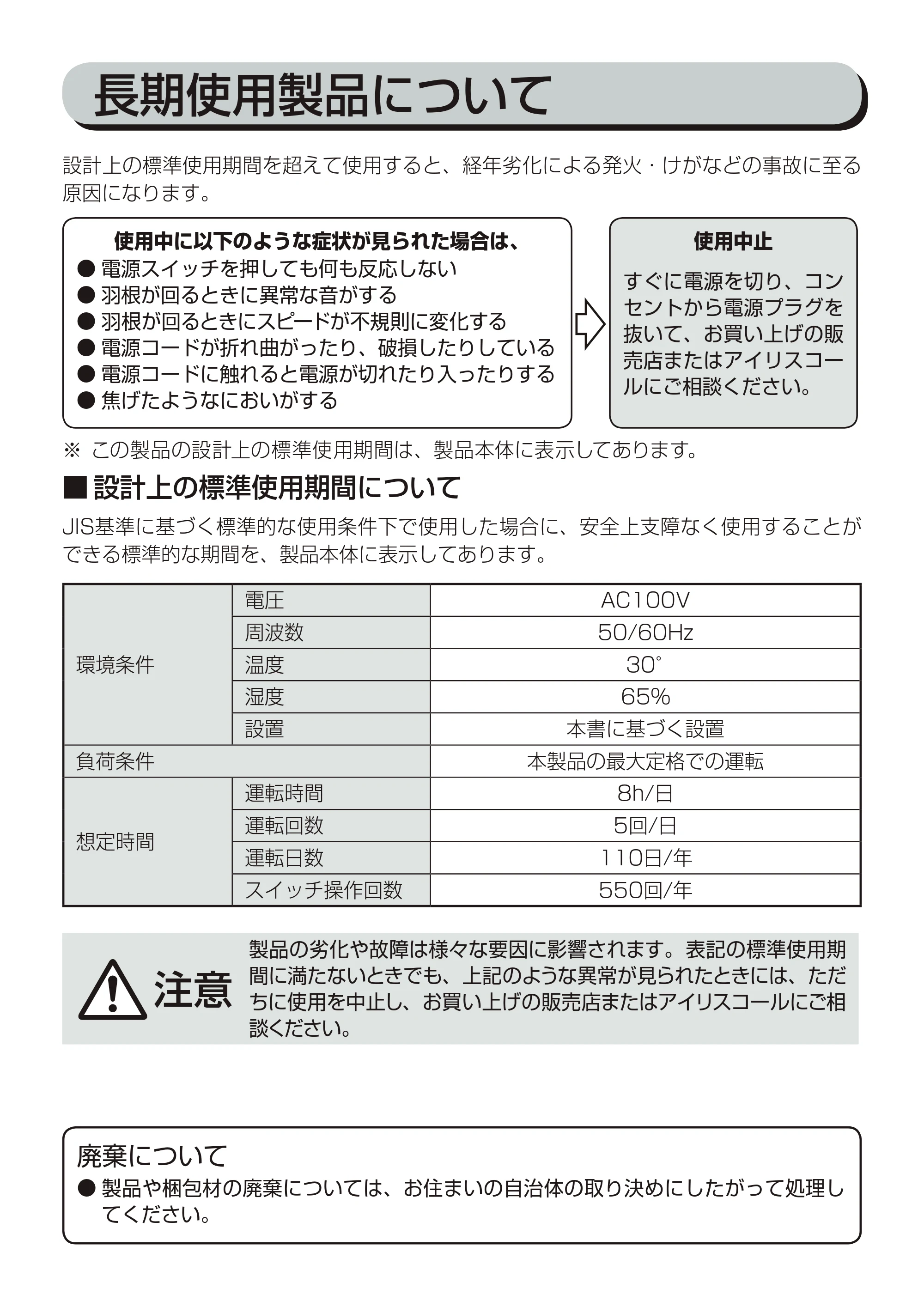 アイリスオーヤマ PCF-C152 取扱説明書 — 長期使用製品について — 原本ページ — 14ページ