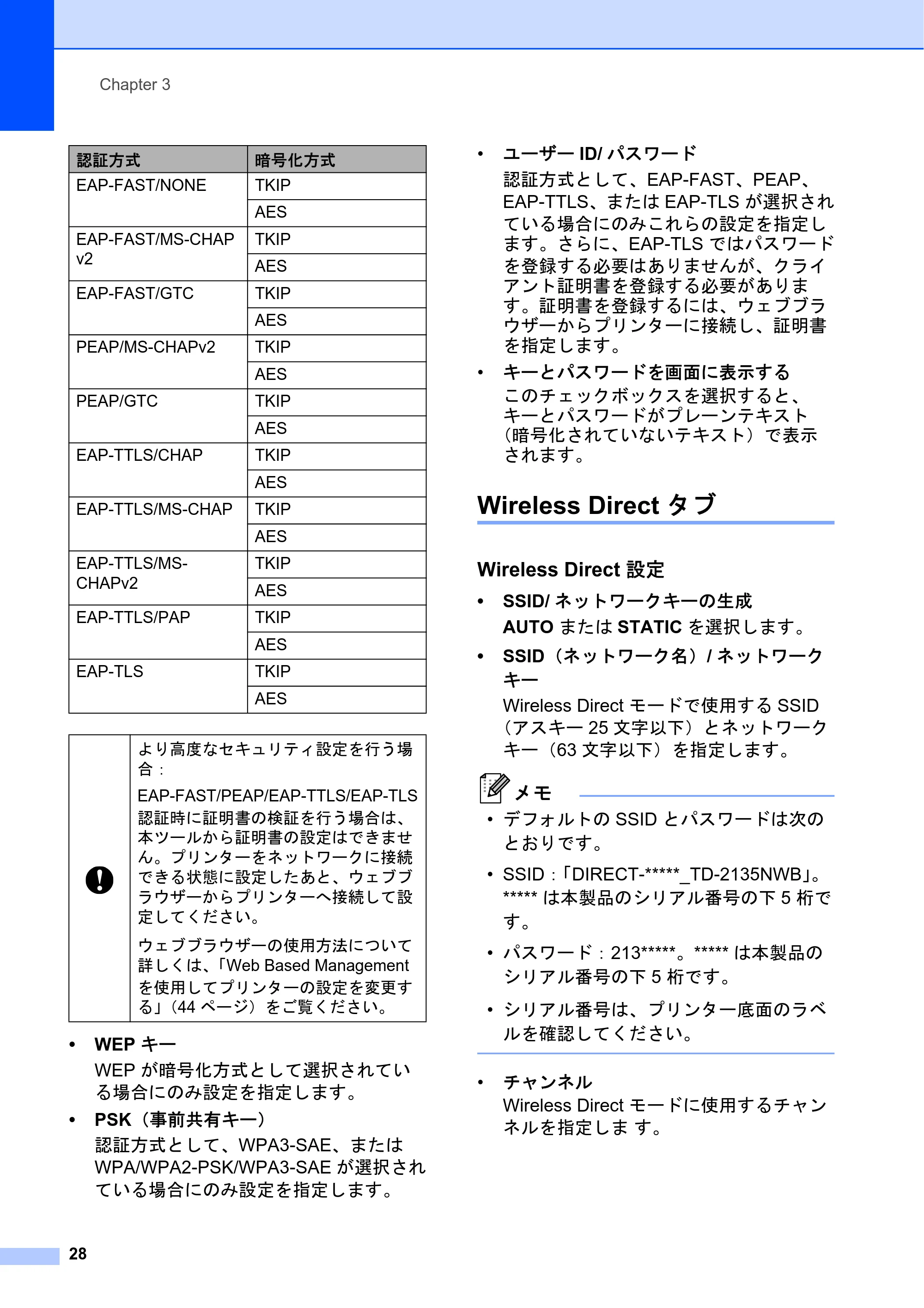 ブラザー TD-2135N/ 2135NSA / TD-2135NWB/ 2135NWBSA ユーザーズガイド — Wireless Direct タブ — 原本ページ — 34ページ