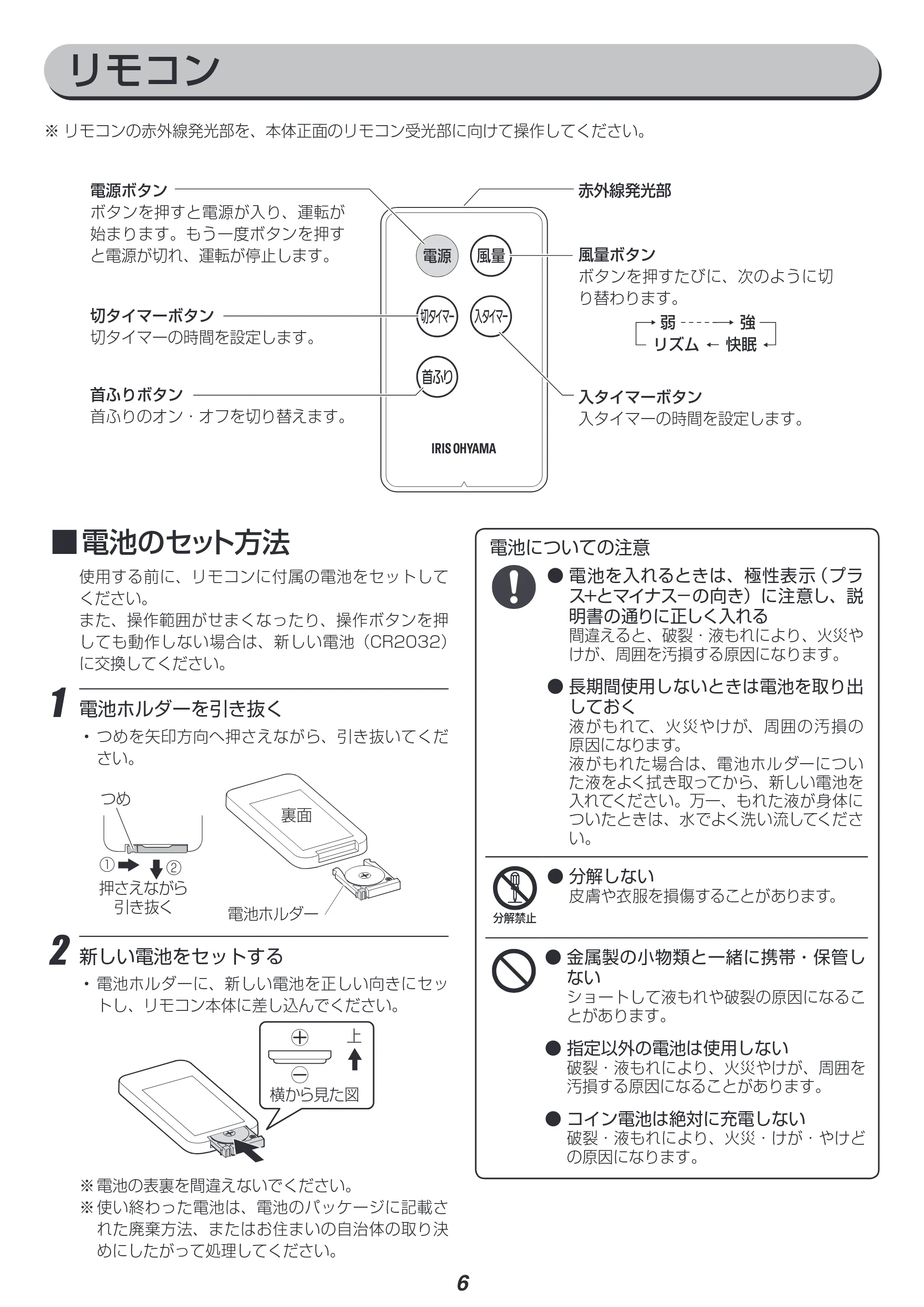 アイリスオーヤマ LFD-306R 取扱説明書 — 原本ページ — 6ページ