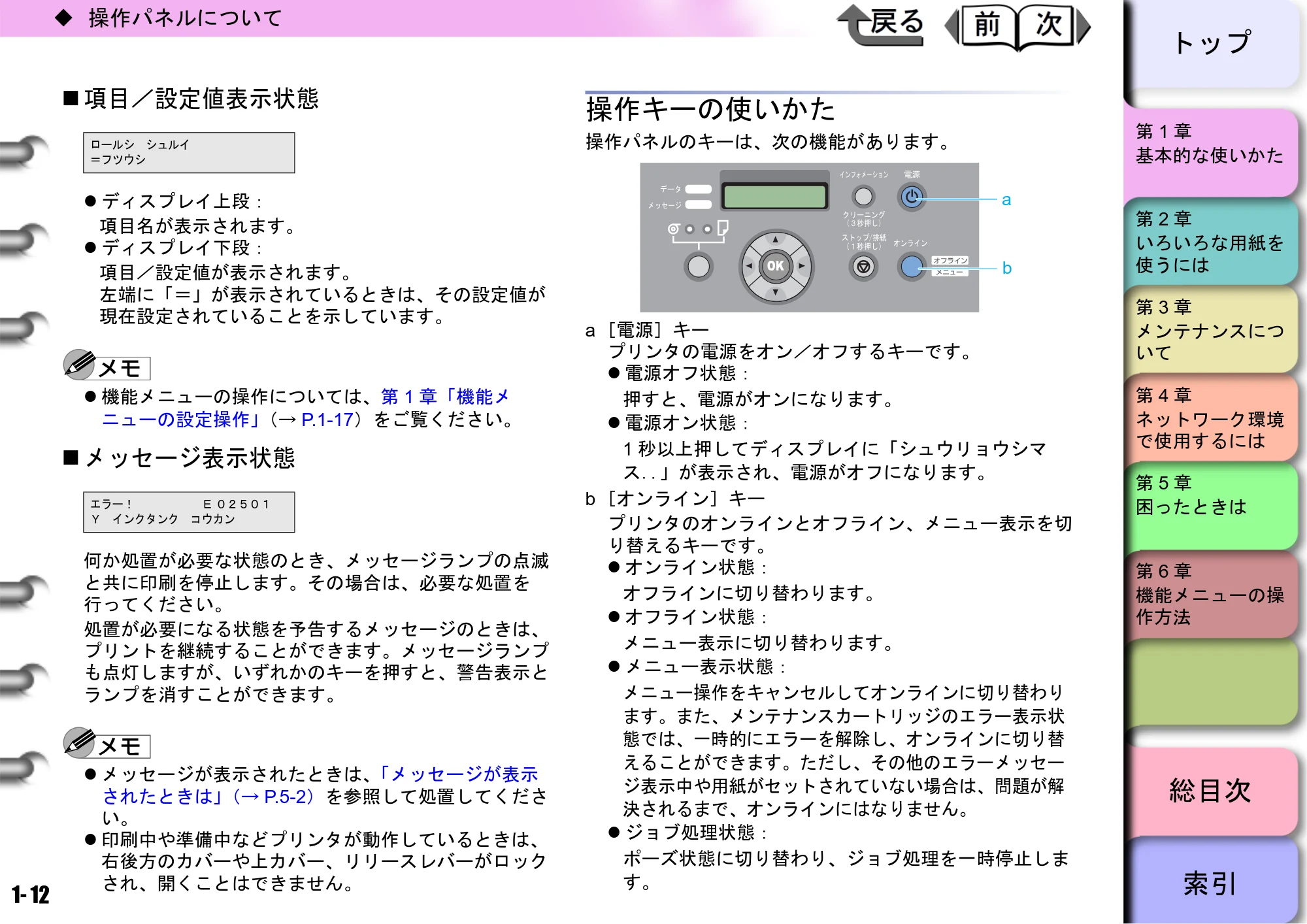 キヤノン W8400 PGインクモデル/染料インクモデル 共通マニュアル ユーザーズマニュアル （PDF形式／10.63Mバイト） — 項目／設定値表示状態 — 原本ページ — 15ページ