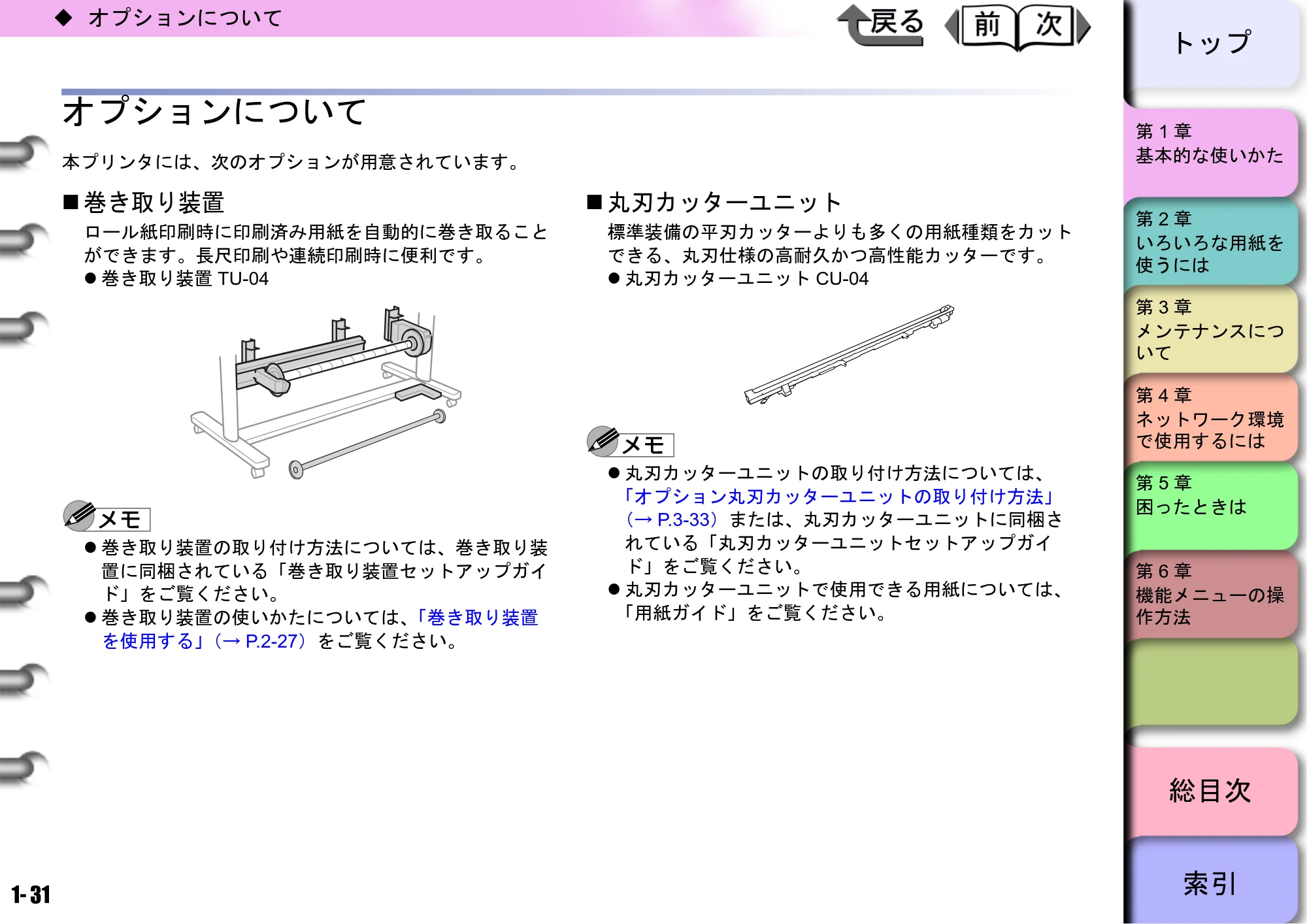 キヤノン W8400 PGインクモデル/染料インクモデル 共通マニュアル ユーザーズマニュアル （PDF形式／10.63Mバイト） — オプションについて — 原本ページ — 34ページ