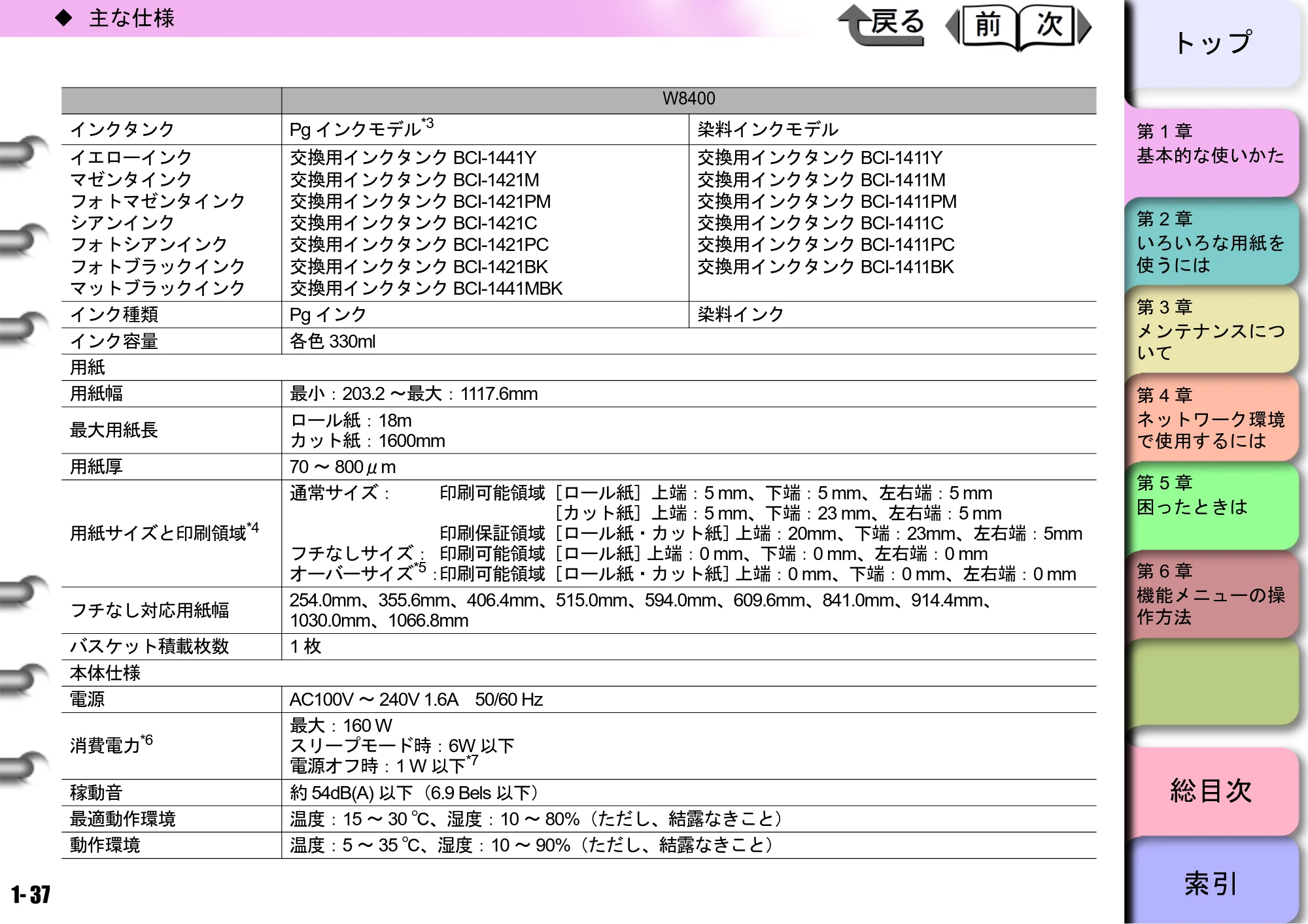 キヤノン W8400 PGインクモデル/染料インクモデル 共通マニュアル ユーザーズマニュアル （PDF形式／10.63Mバイト） — 原本ページ — 40ページ
