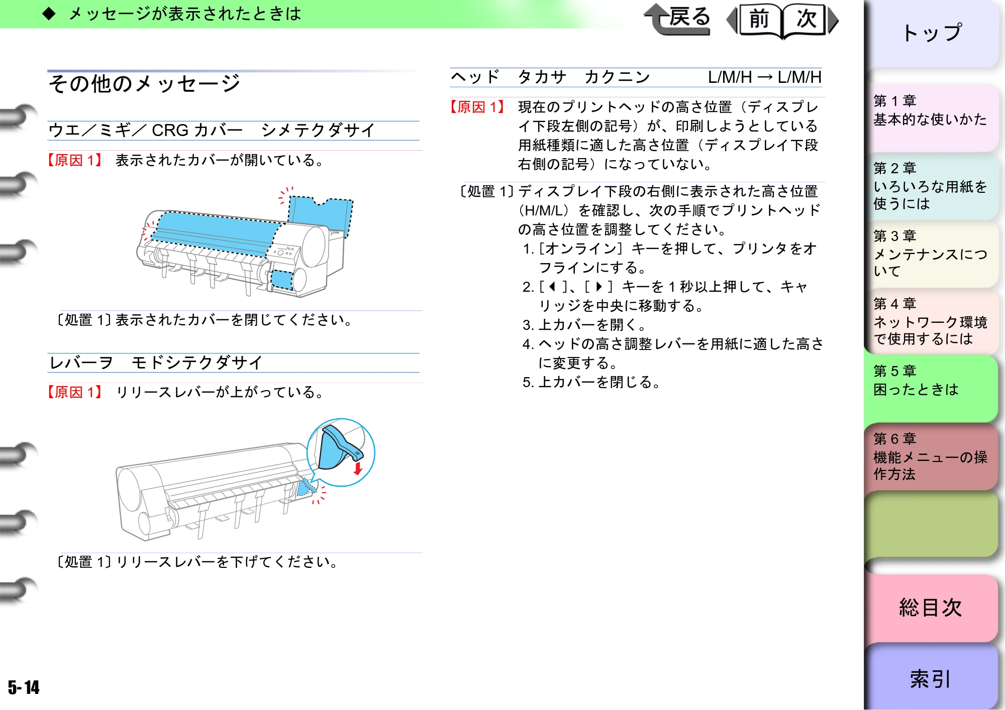 キヤノン W8400 PGインクモデル/染料インクモデル 共通マニュアル ユーザーズマニュアル （PDF形式／10.63Mバイト） — その他のメッセージ — 原本ページ — 195ページ