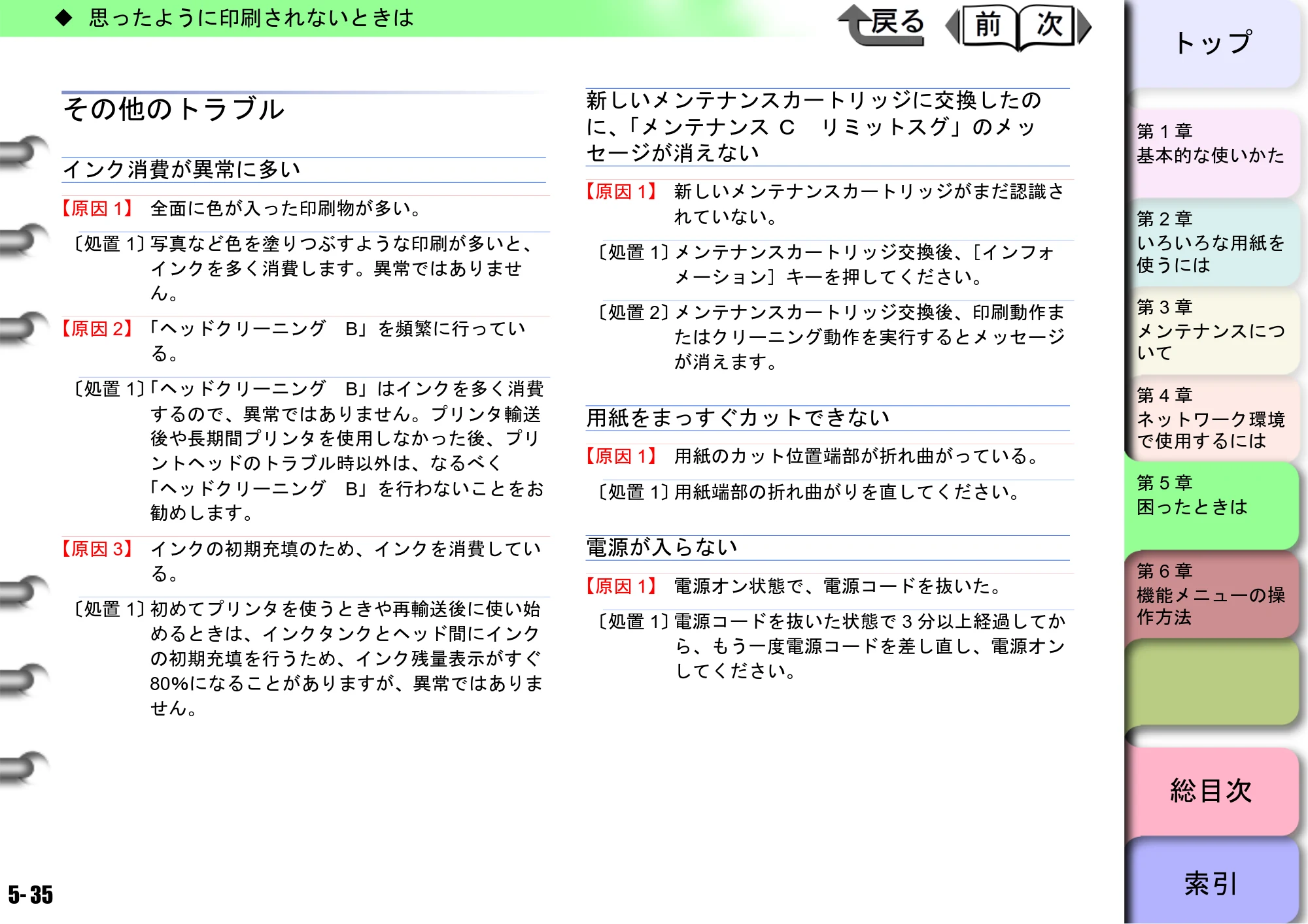 キヤノン W8400 PGインクモデル/染料インクモデル 共通マニュアル ユーザーズマニュアル （PDF形式／10.63Mバイト） — その他のトラブル — 原本ページ — 216ページ