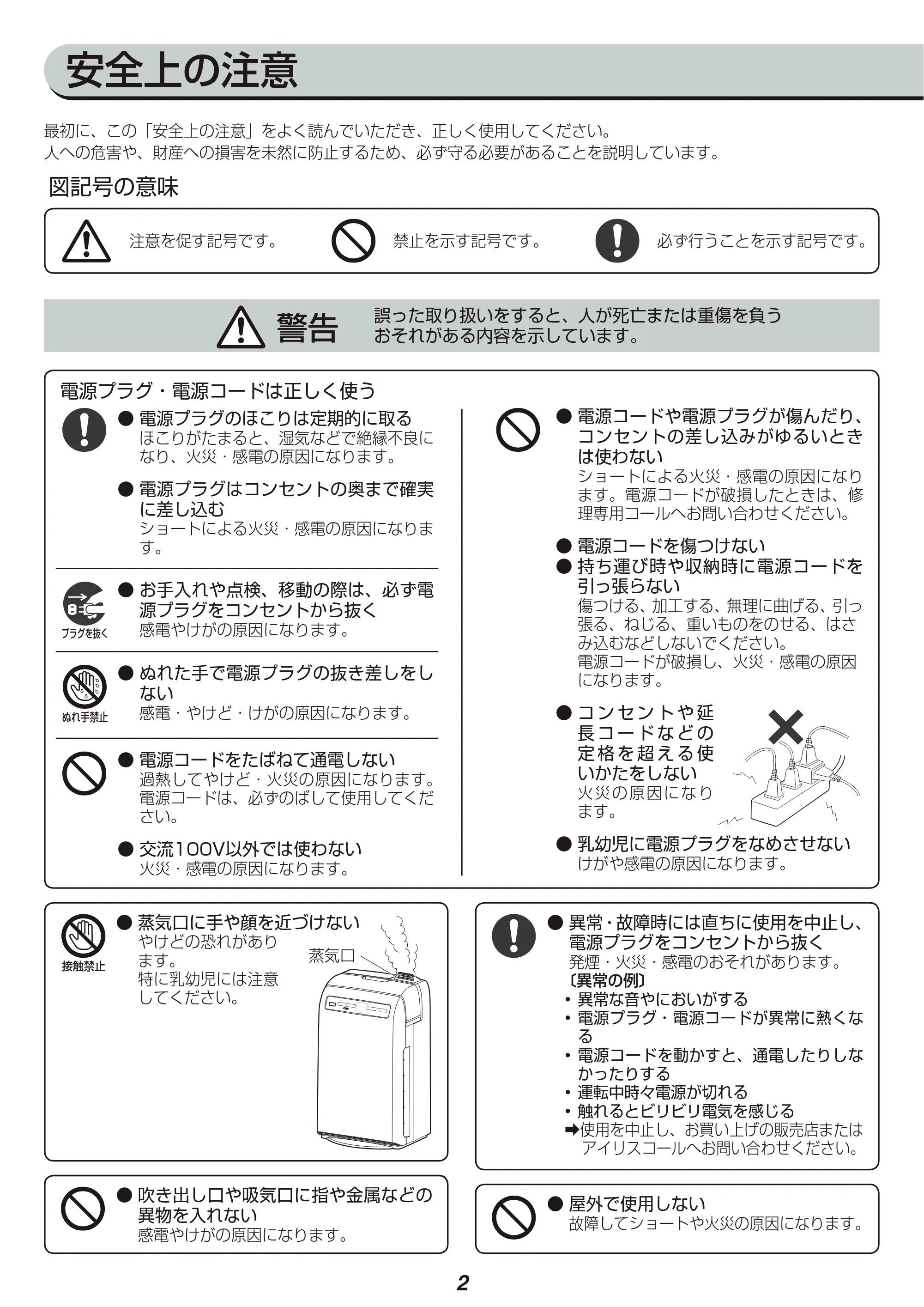 アイリスオーヤマ RHF-252 取扱説明書 — 原本ページ — 2ページ