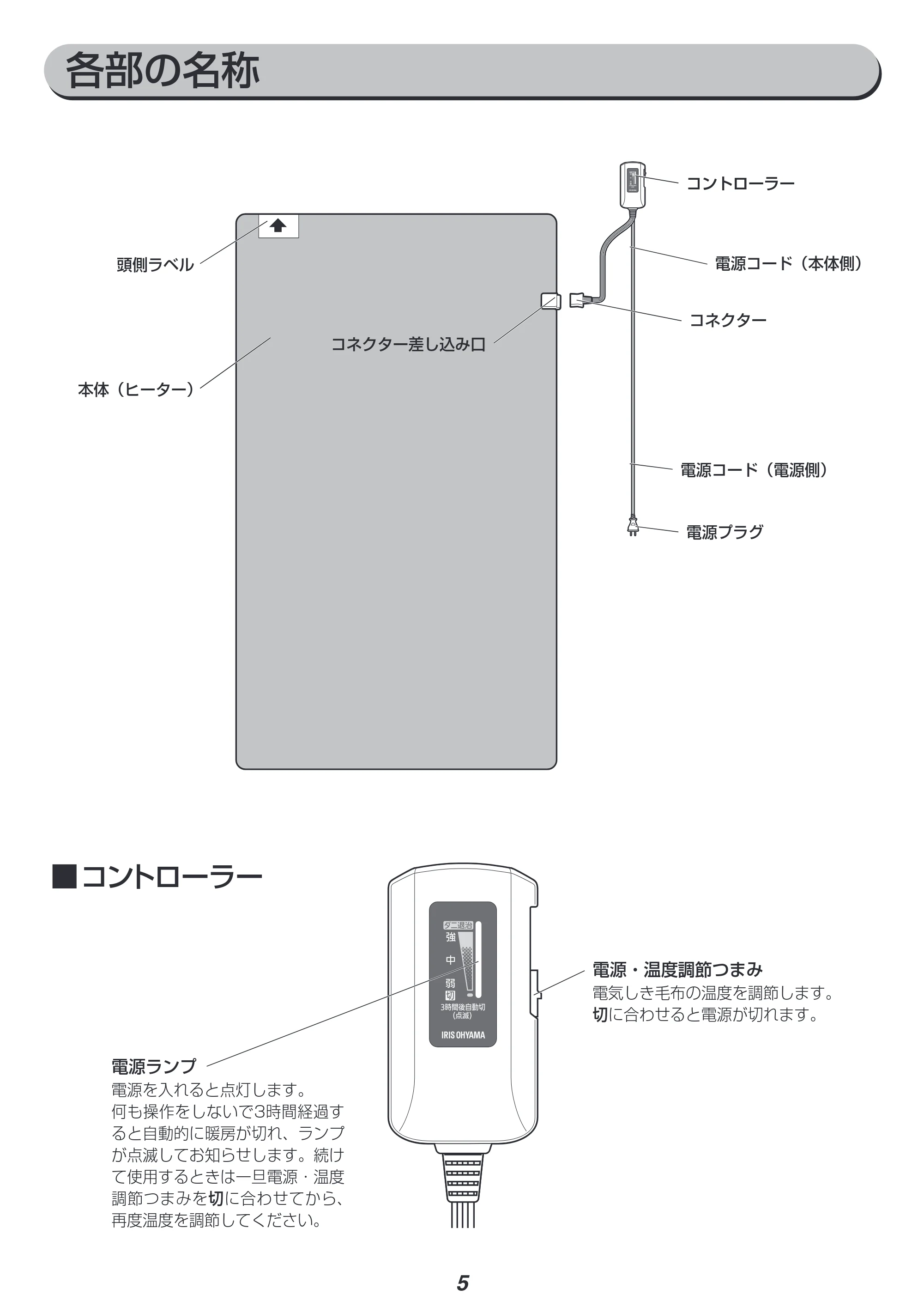 アイリスオーヤマ EHB-F1480-DT 取扱説明書 — 原本ページ — 5ページ