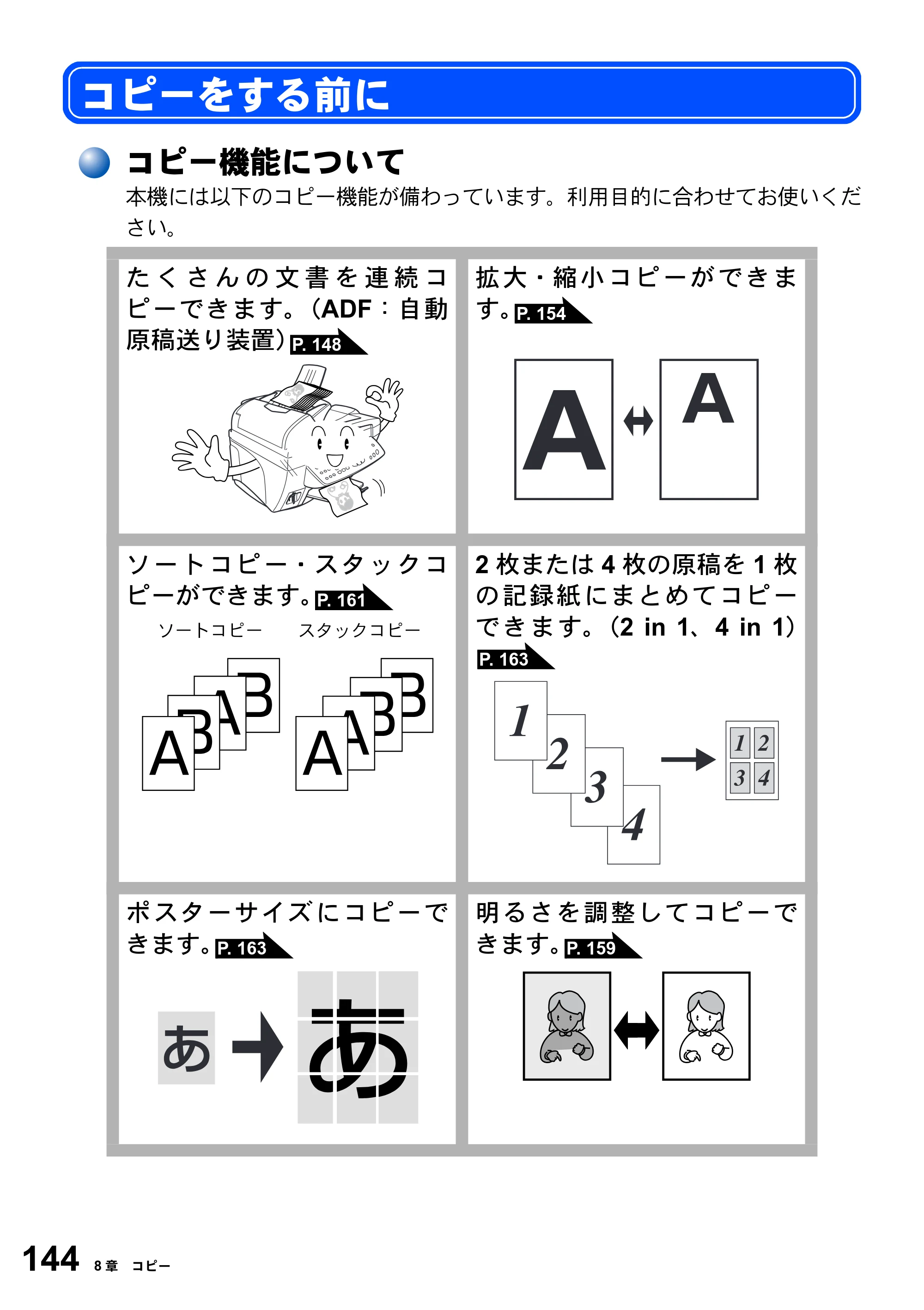 ブラザー MFC-3820JN 取扱説明書（本体） — コピーをする前に — 原本ページ — 144ページ