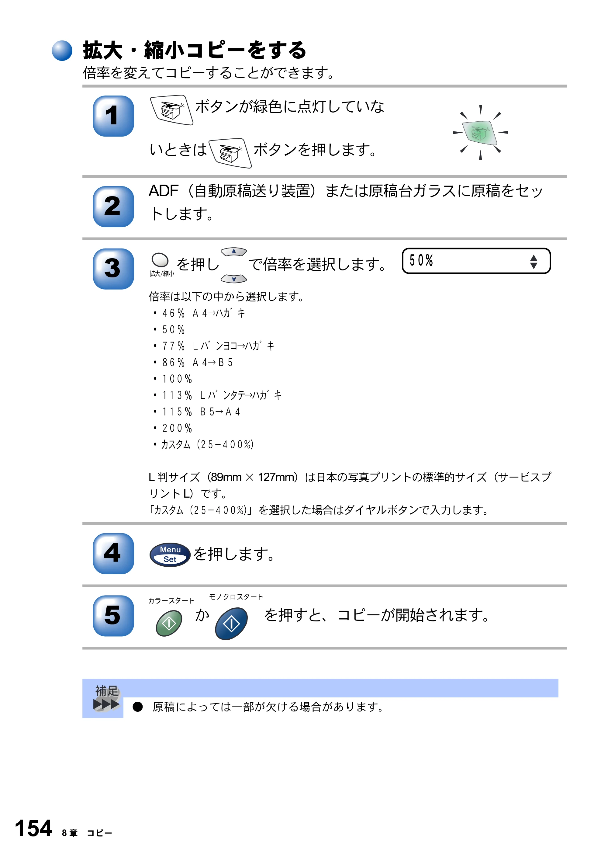 ブラザー MFC-3820JN 取扱説明書（本体） — 拡大・縮小コピーをする — 原本ページ — 154ページ