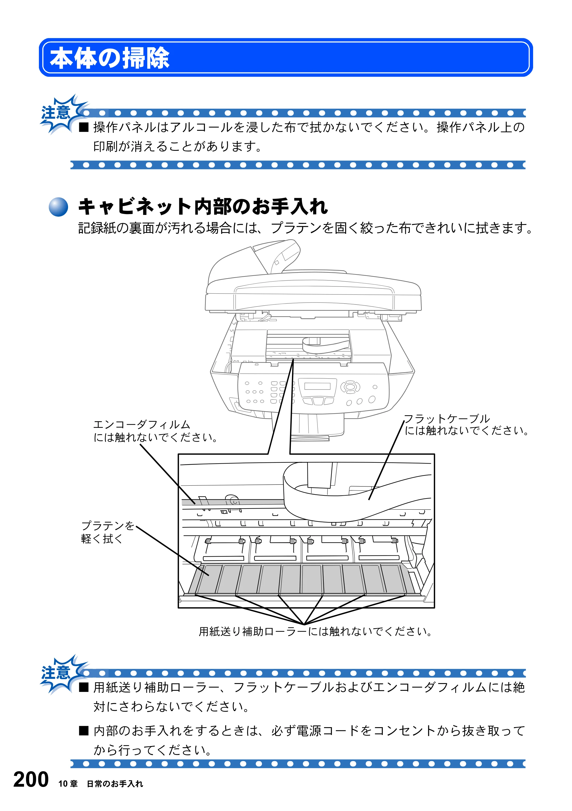 ブラザー MFC-3820JN 取扱説明書（本体） — 本体の掃除 — 原本ページ — 200ページ