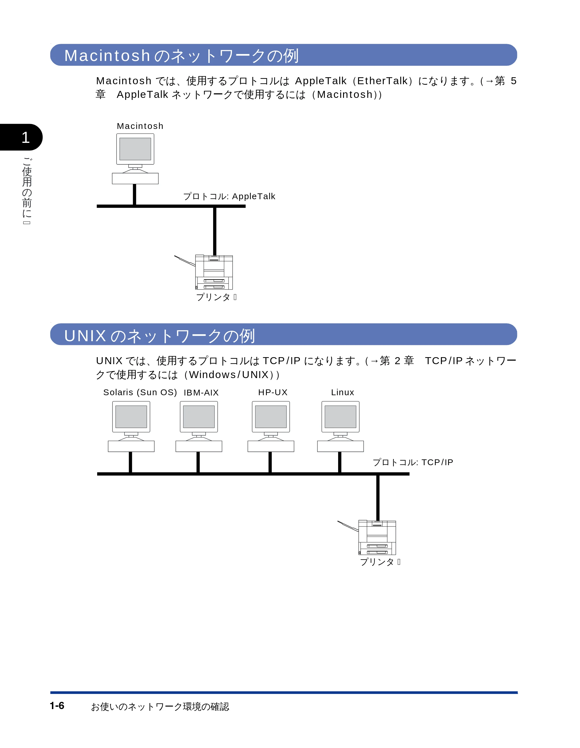 キヤノン LBP-1810 ネットワークガイド (PDF形式/5.9Mバイト) — Macintoshのネットワークの例 — 原本ページ — 14ページ