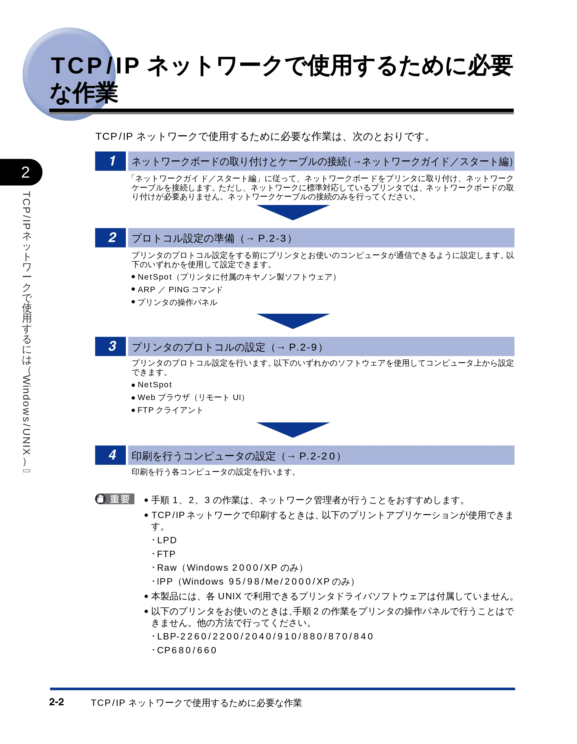 キヤノン LBP-1810 ネットワークガイド (PDF形式/5.9Mバイト) — TCP/IPネットワークで使用するために必要 な作業 — 原本ページ — 17ページ