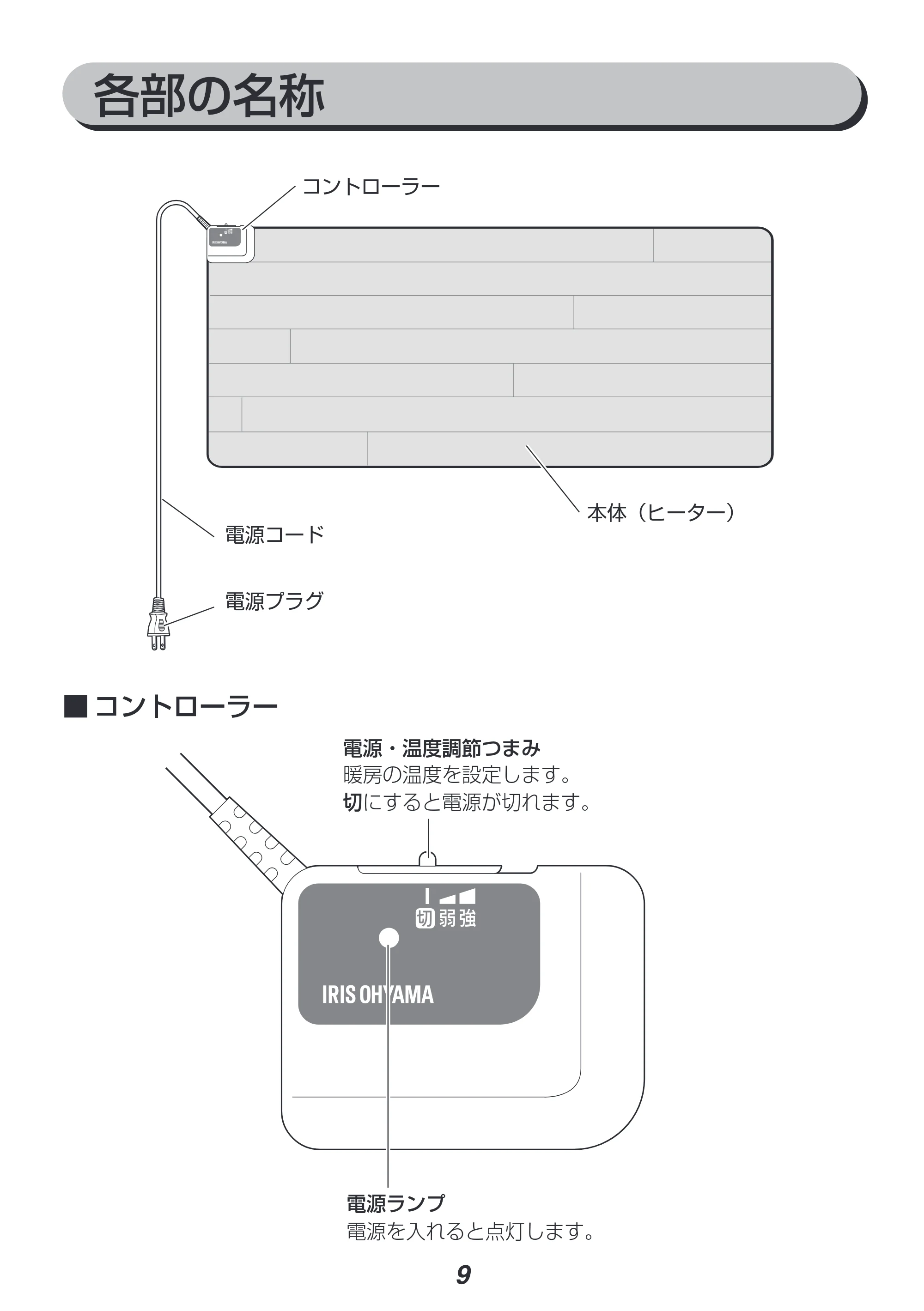 アイリスオーヤマ HCM-1105FL 取扱説明書 — 原本ページ — 9ページ