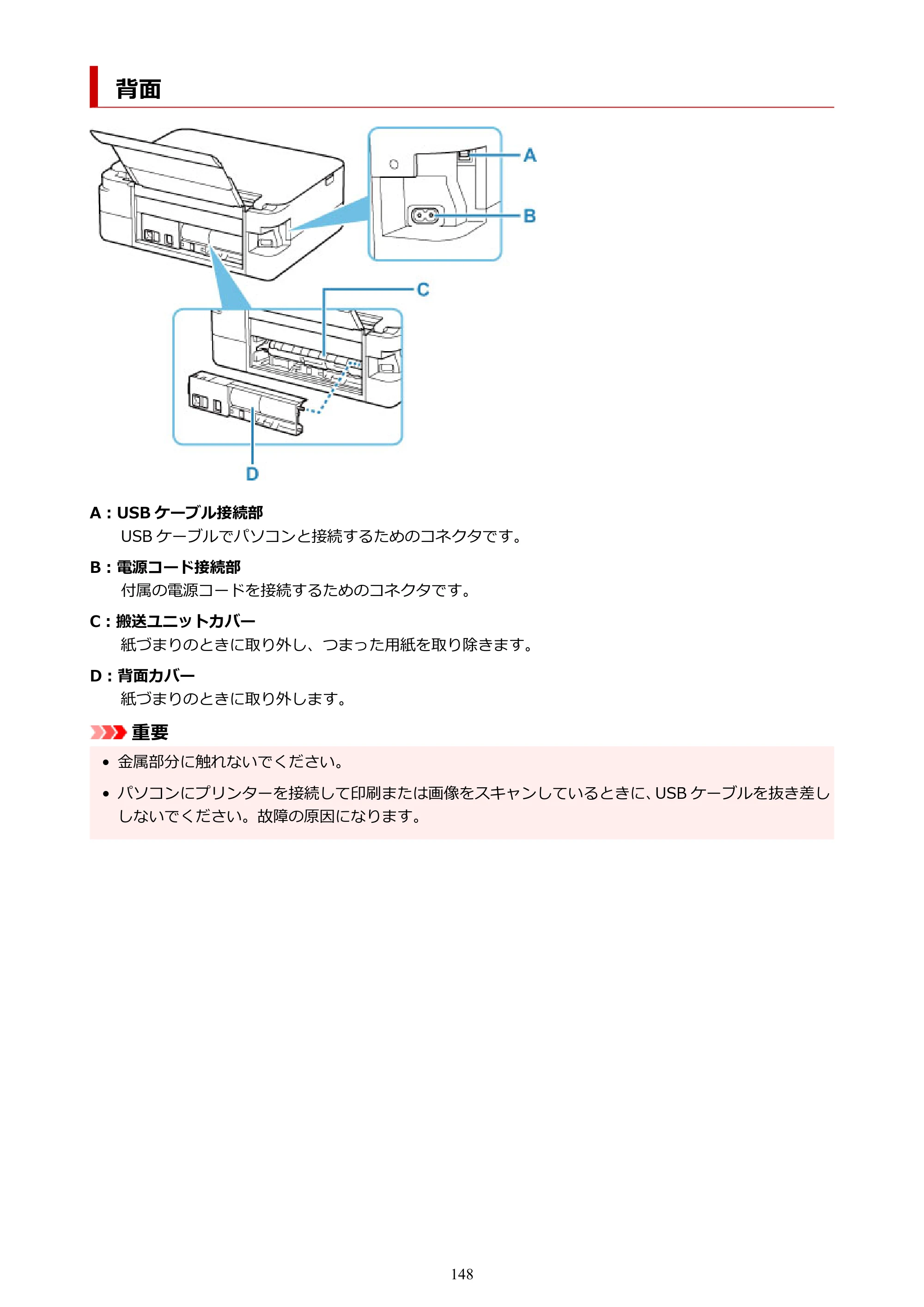 キヤノン PIXUS TS5330 オンラインマニュアル PDF版（Windows版） — 背面 — 原本ページ — 148ページ