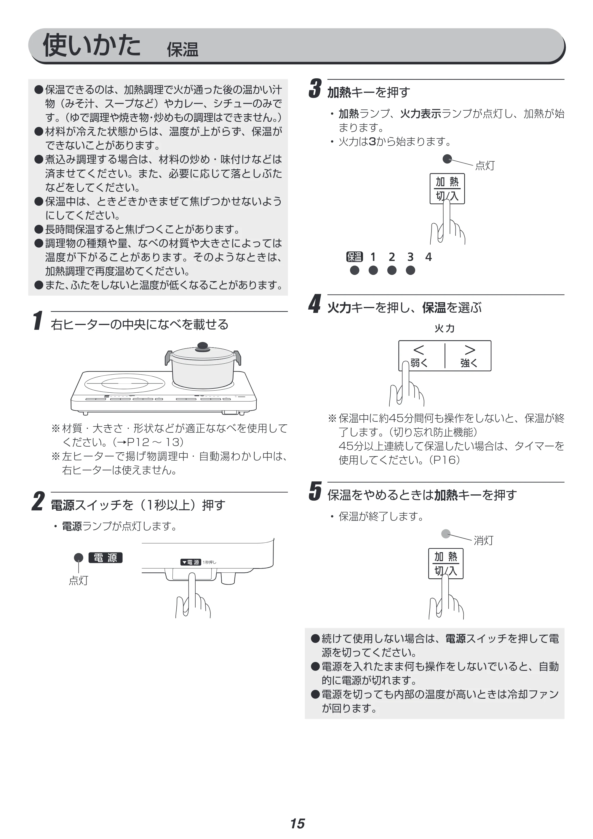 アイリスオーヤマ IHC-WKG3 取扱説明書 — 原本ページ — 15ページ