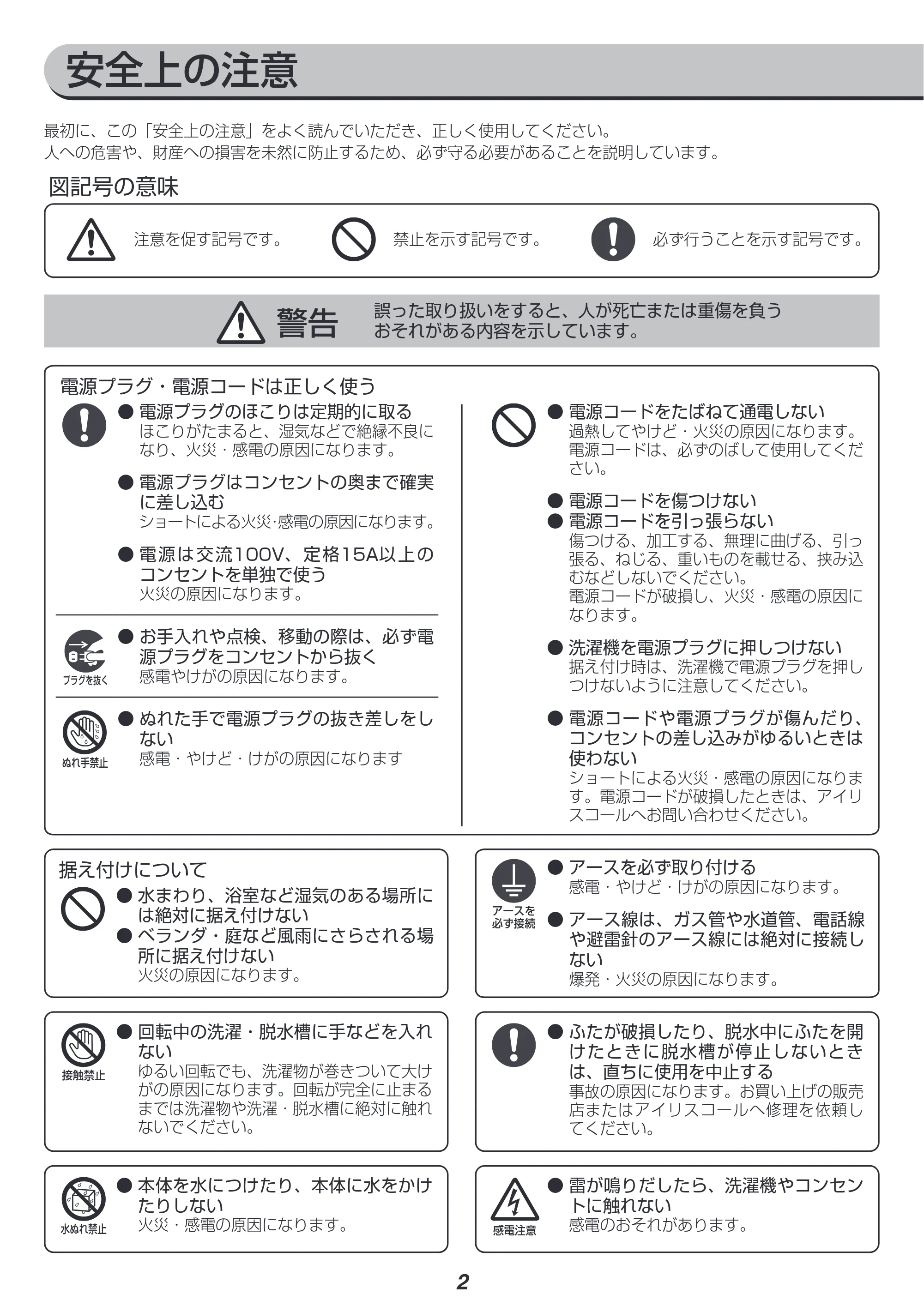 アイリスオーヤマ IAW-T702 取扱説明書 — 原本ページ — 2ページ
