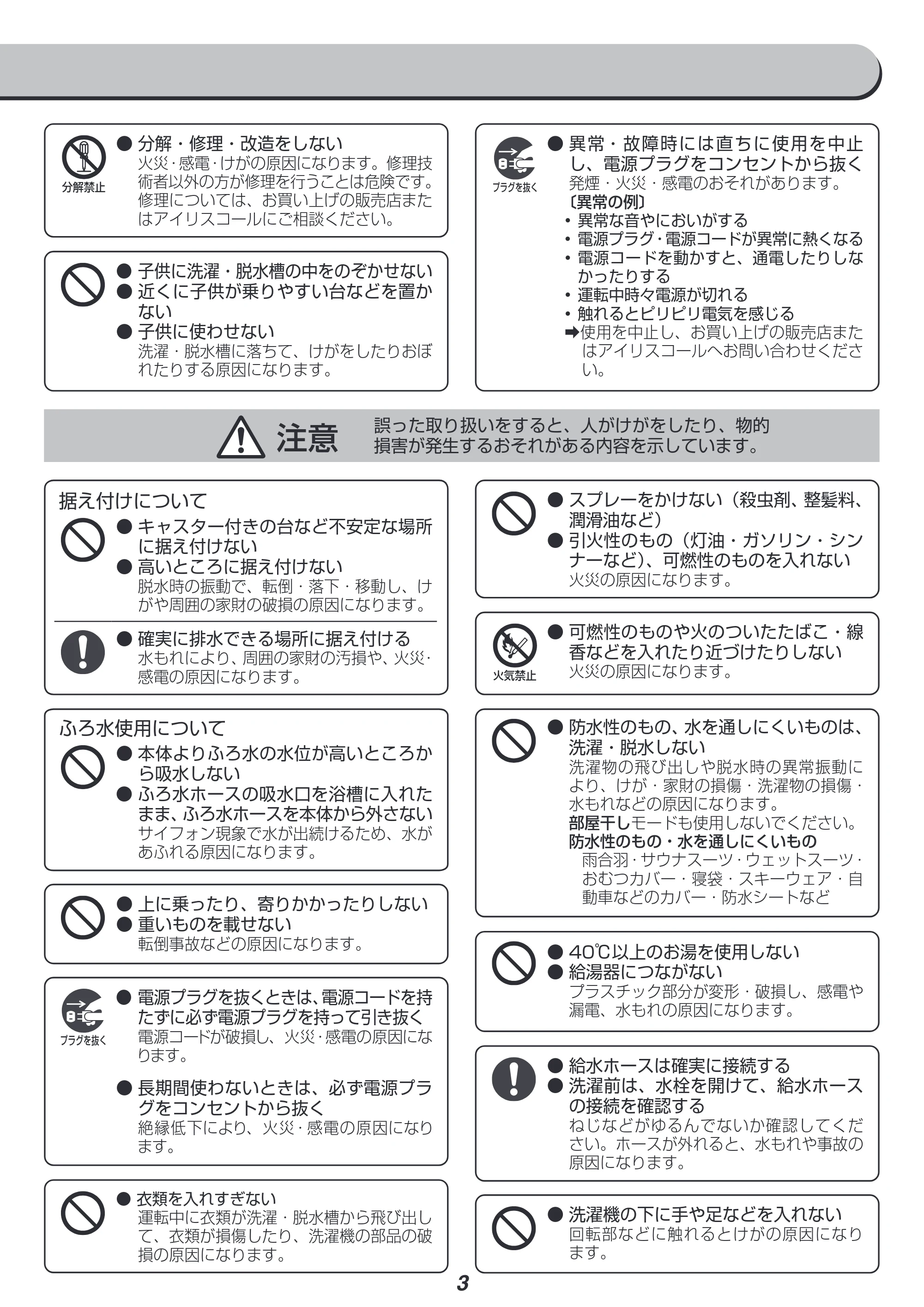 アイリスオーヤマ IAW-T702 取扱説明書 — 原本ページ — 3ページ