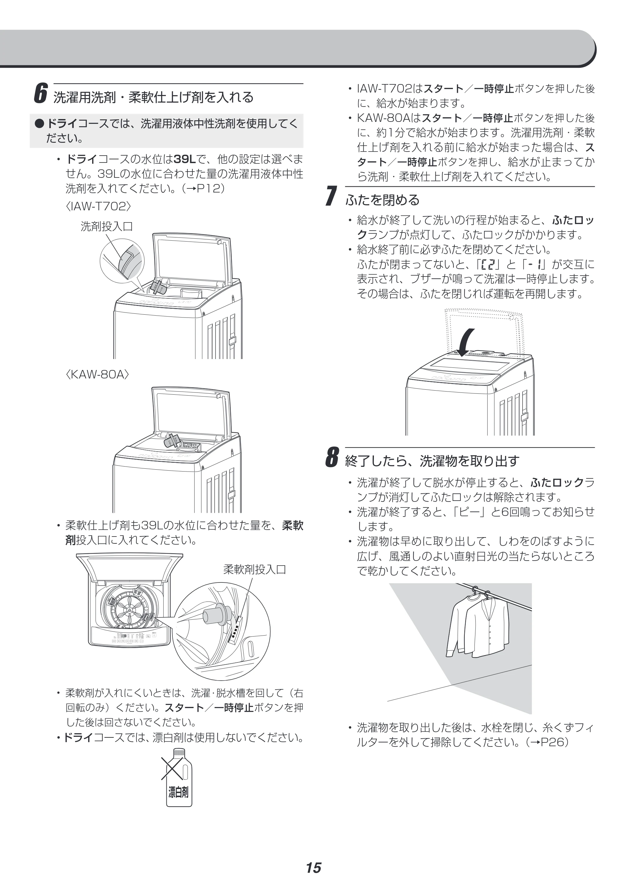 アイリスオーヤマ IAW-T702 取扱説明書 — 原本ページ — 15ページ