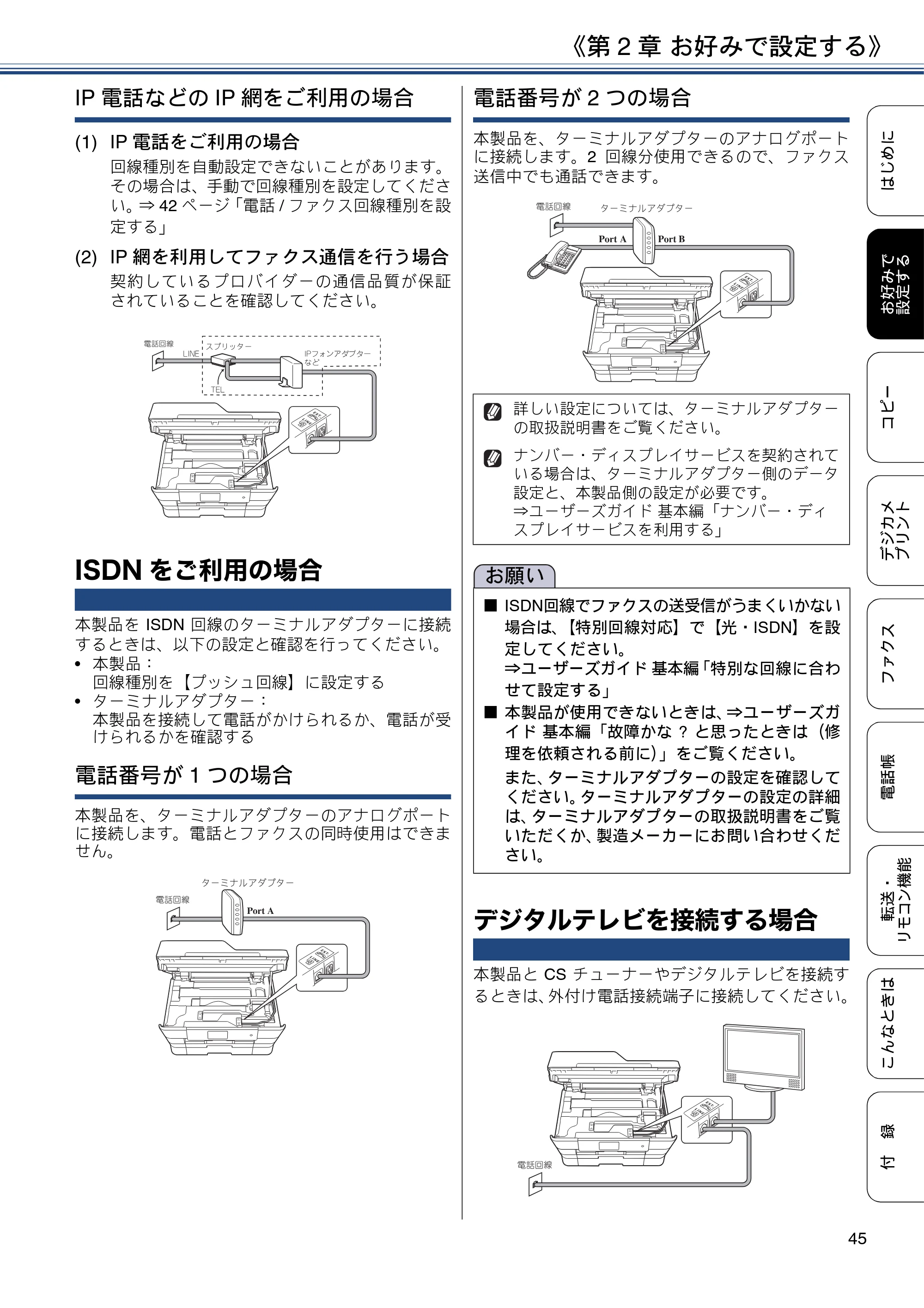 ブラザー MFC-J6973CDW / MFC-J6990CDW ユーザーズガイド ～応用編～ — ISDNをご利用の場合 — 原本ページ — 45ページ