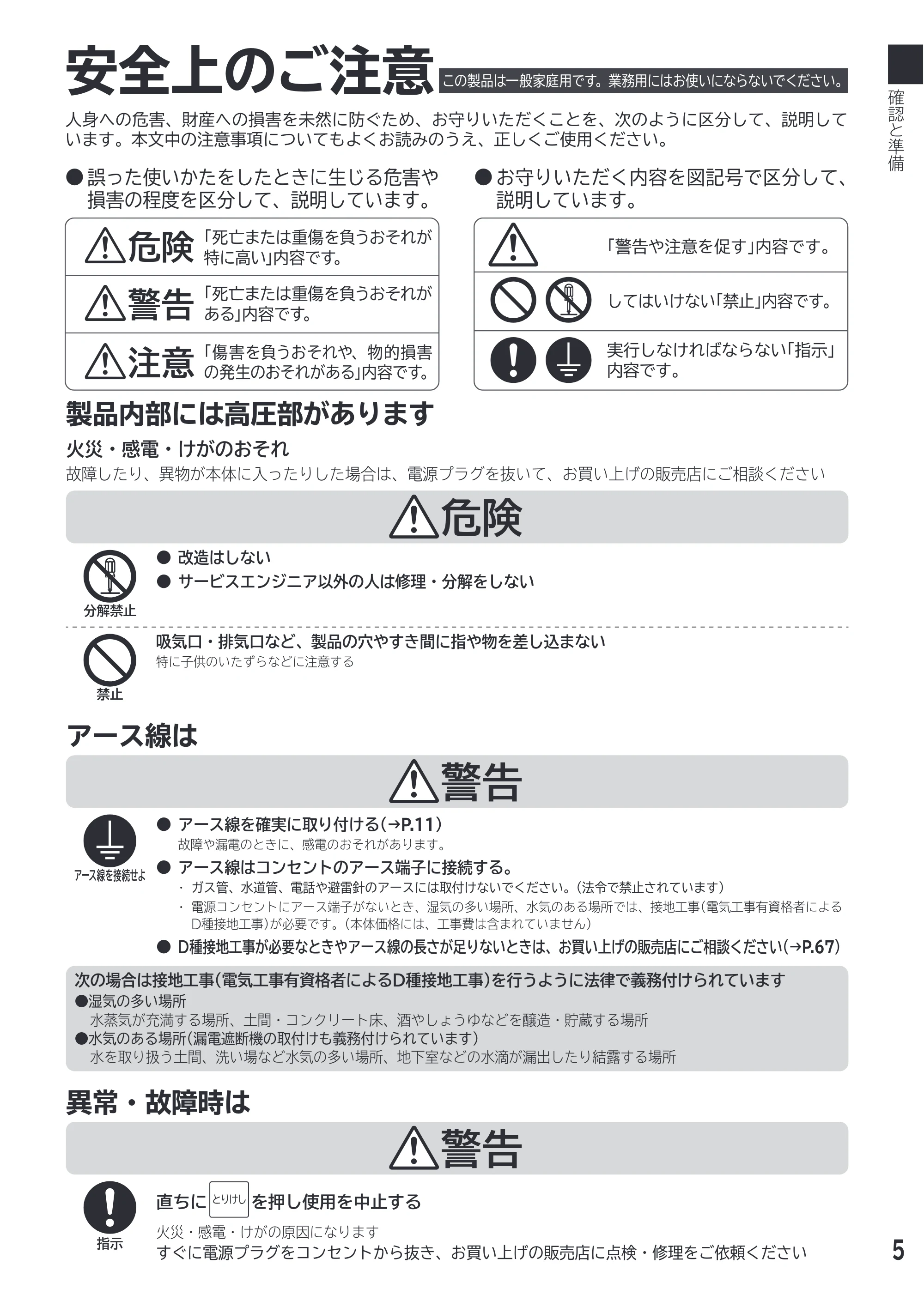 日立 MRO-F18D 取扱説明書 — 安全上のご注意 — 原本ページ — 5ページ