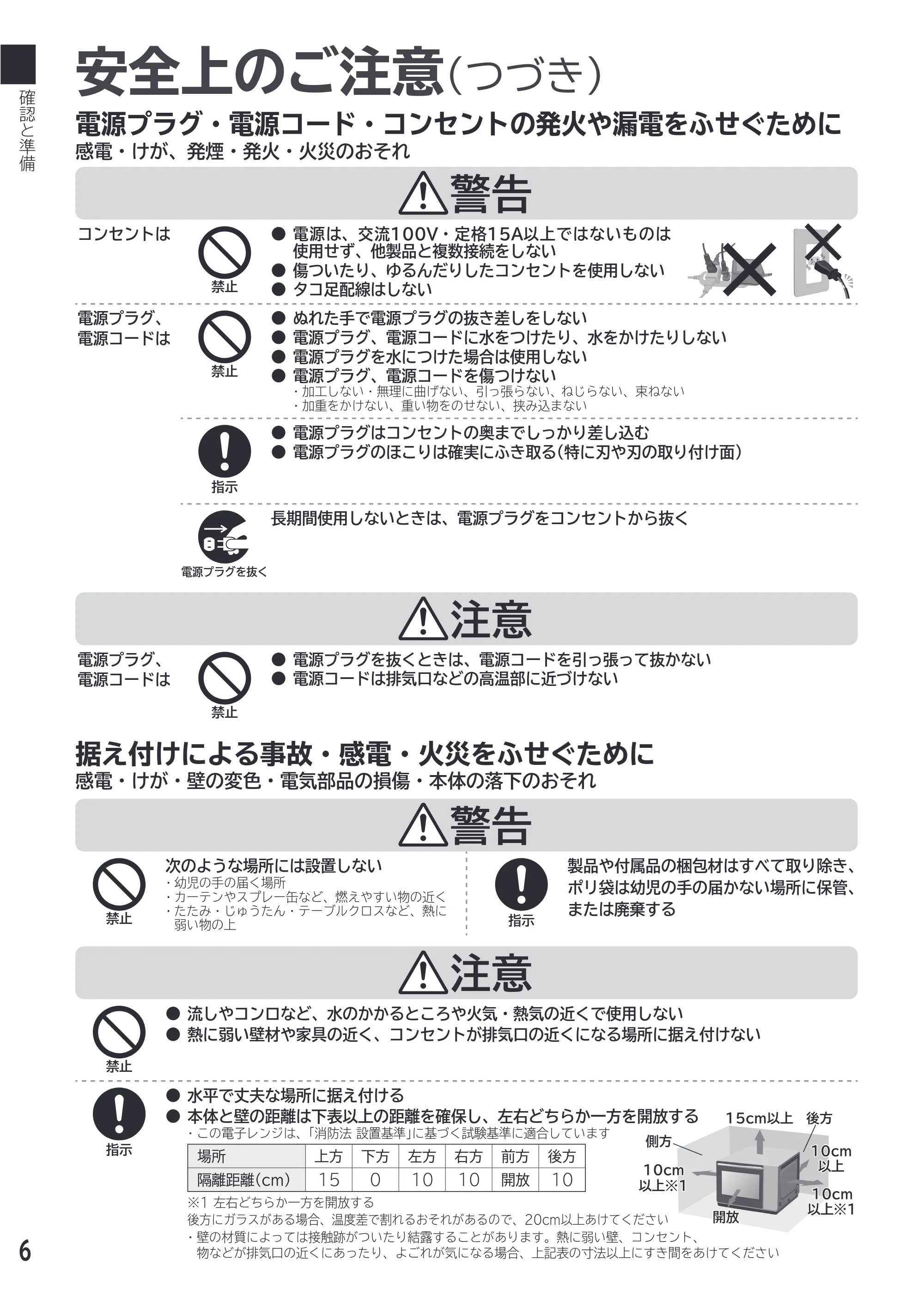 日立 MRO-F18D 取扱説明書 — 安全上のご注意(つづき) — 原本ページ — 6ページ