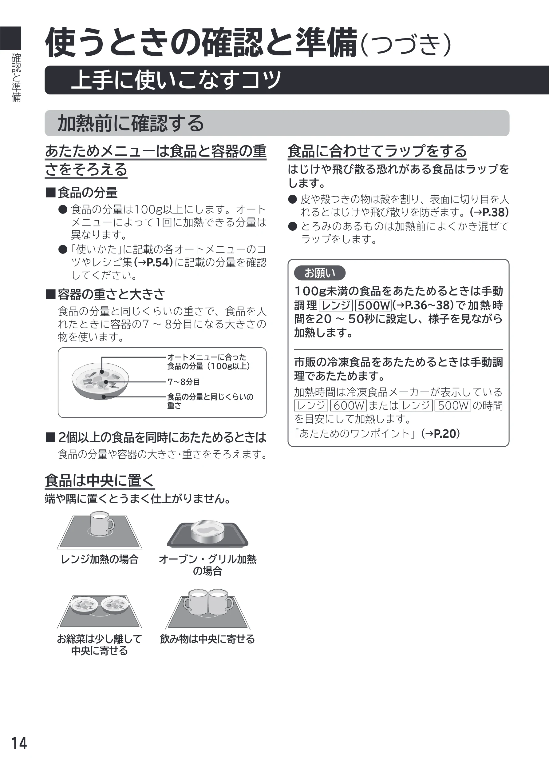 日立 MRO-F18D 取扱説明書 — 使うときの確認と準備(つづき) — 図版 14-1 — 14ページ