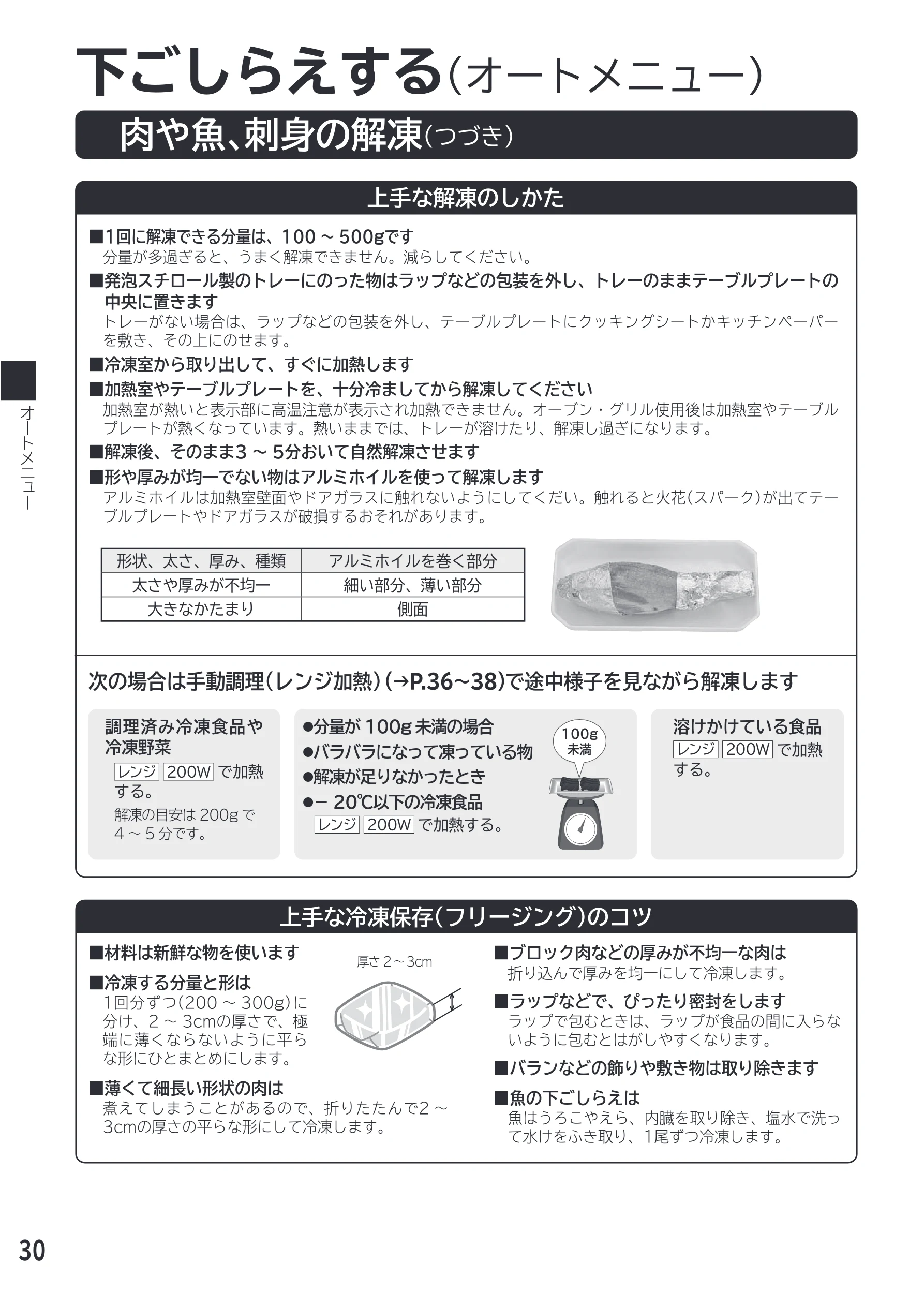 日立 MRO-F18D 取扱説明書 — 野菜の下ゆで — 図版 30-1 — 30ページ