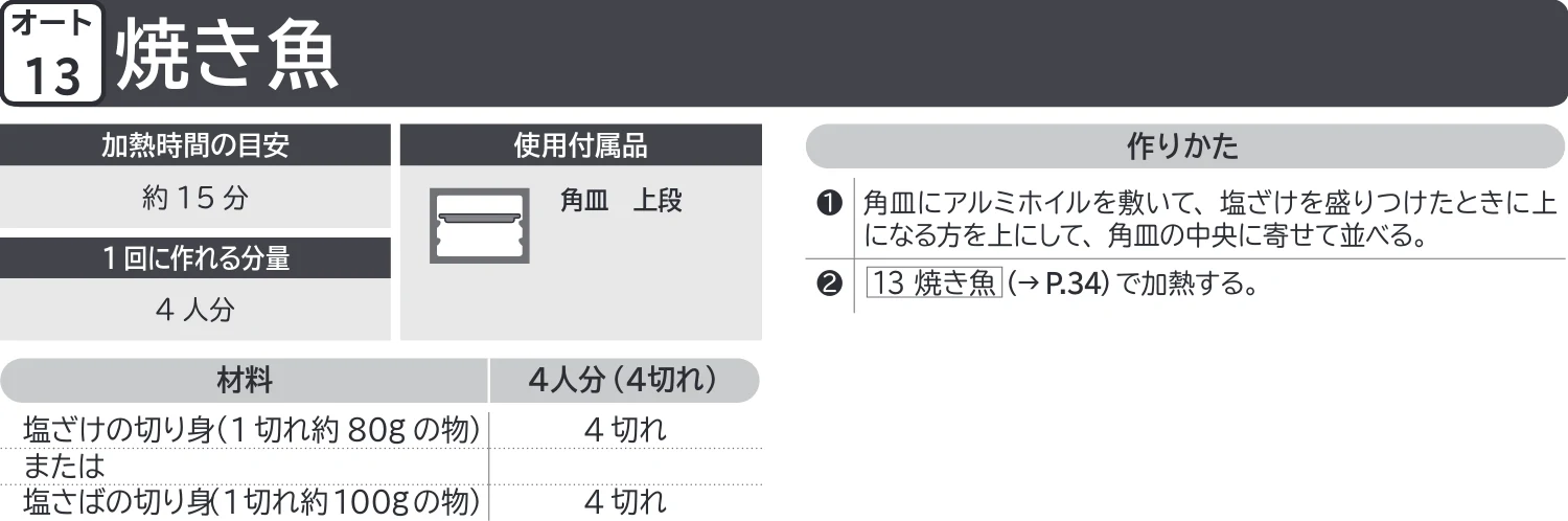 日立 MRO-F18D 取扱説明書 — 焼き魚 — 図版 57-1 — 57ページ