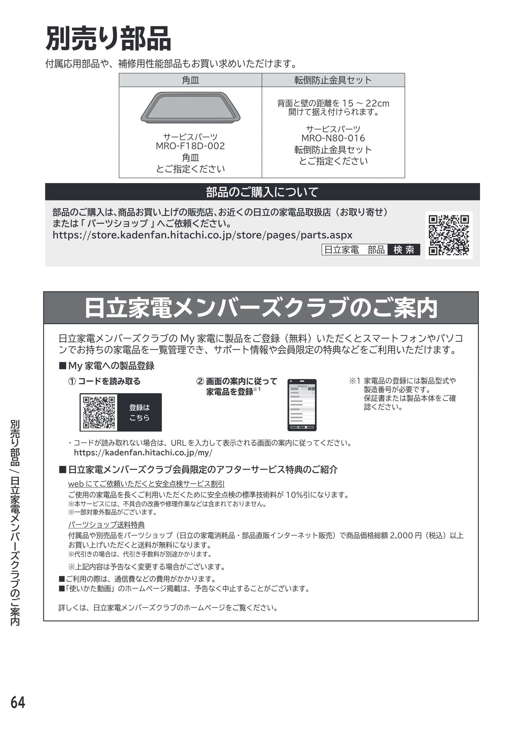 日立 MRO-F18D 取扱説明書 — 別売り部品 — 図版 64-1 — 64ページ