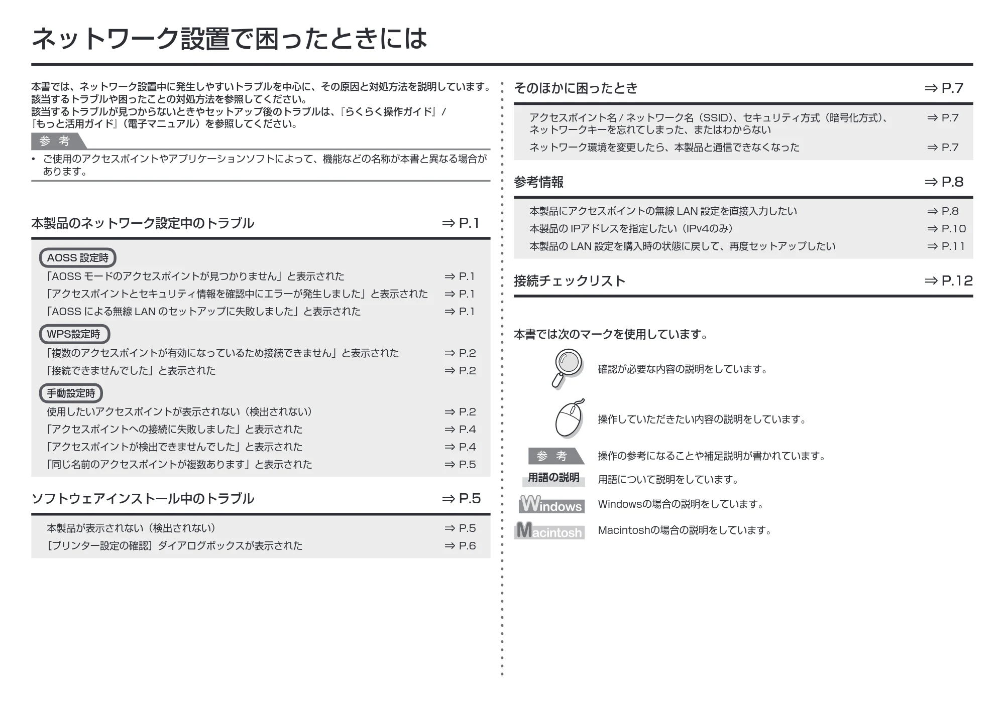 キヤノン PIXUS MP560 ネットワーク設置で困ったときには (PDF形式/2.68Mバイト) — 原本ページ — 2ページ