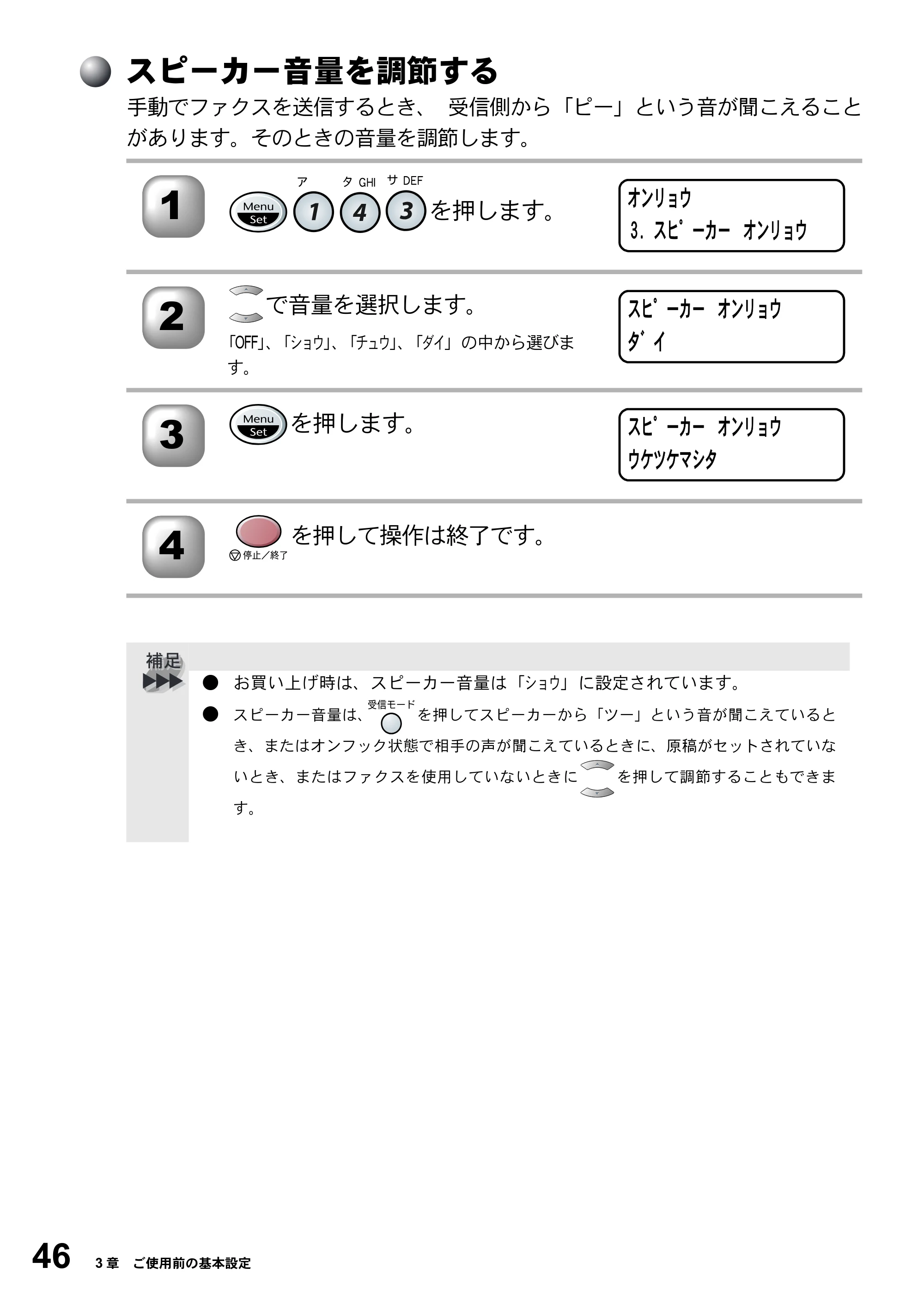 ブラザー MFC-5200J 取扱説明書（本体） — スピーカー音量を調節する — 原本ページ — 72ページ