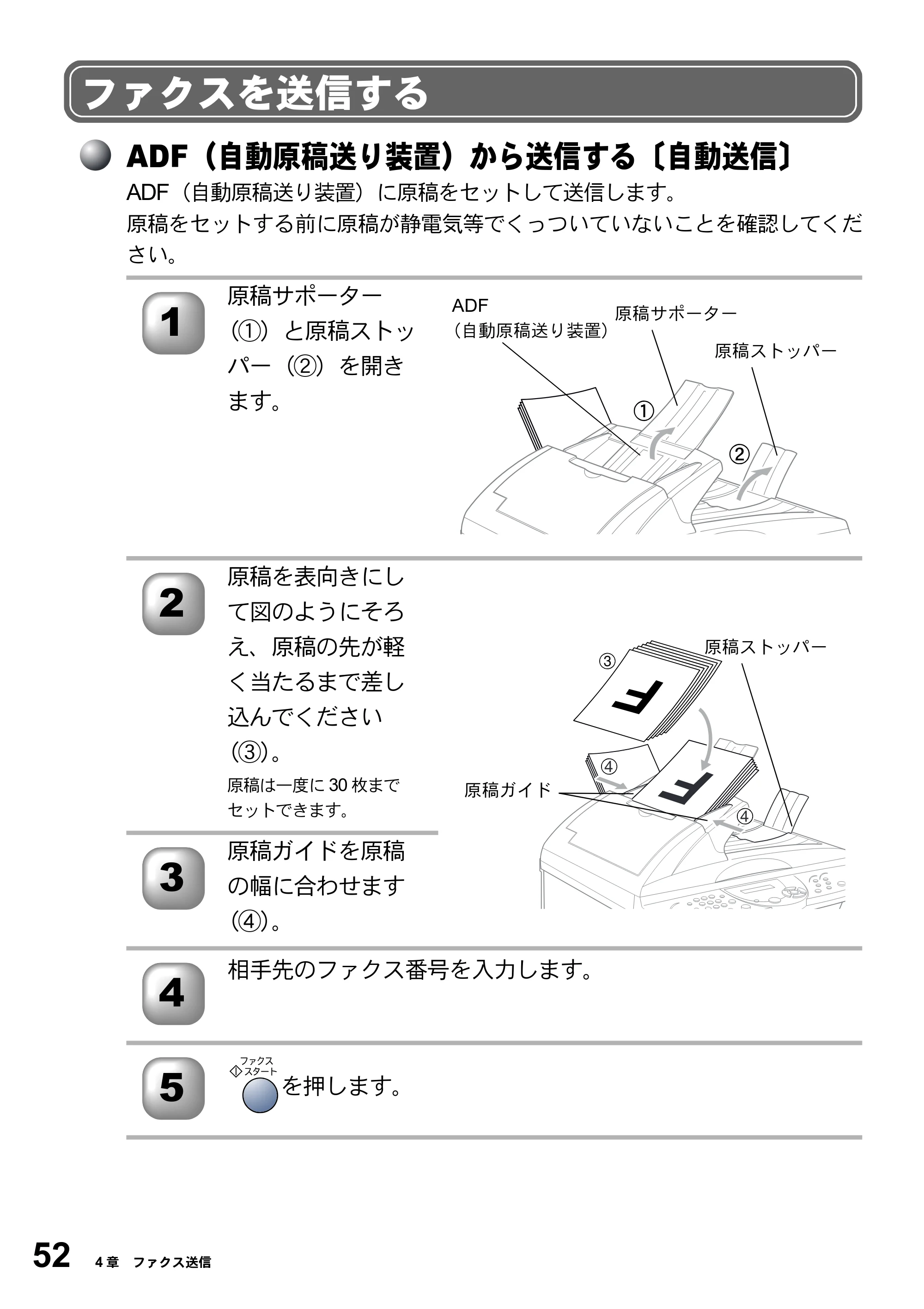 ブラザー MFC-5200J 取扱説明書（本体） — ファクスを送信する — 原本ページ — 78ページ