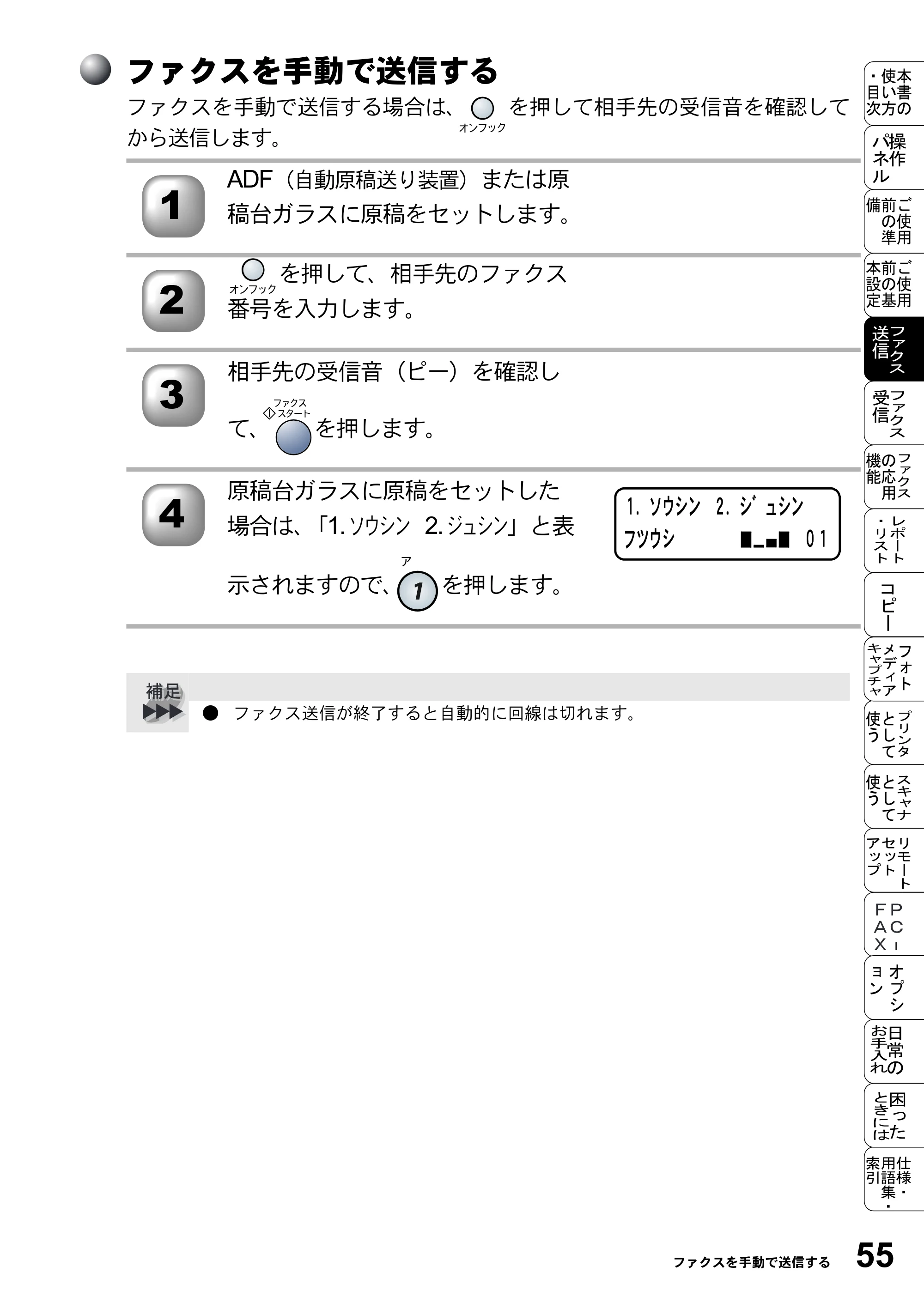 ブラザー MFC-5200J 取扱説明書（本体） — ファクスを手動で送信する — 原本ページ — 81ページ