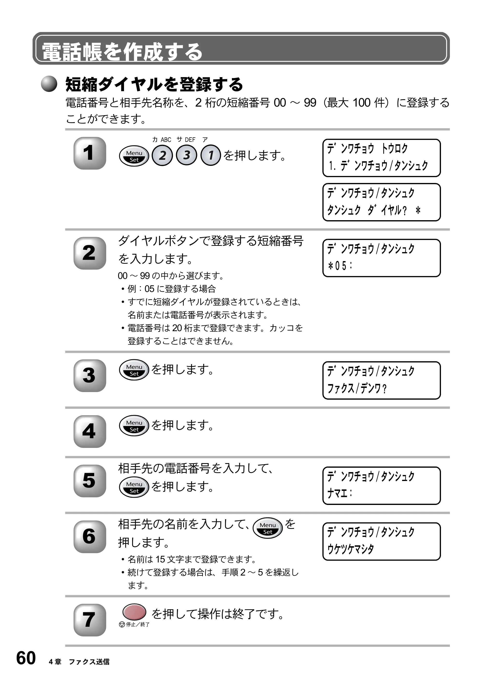 ブラザー MFC-5200J 取扱説明書（本体） — 電話帳を作成する — 原本ページ — 86ページ