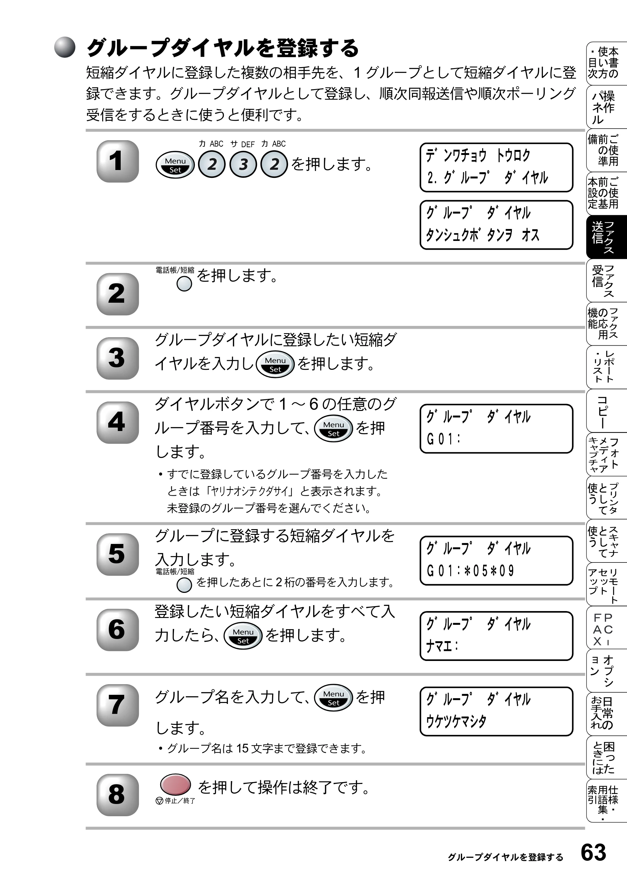 ブラザー MFC-5200J 取扱説明書（本体） — グループダイヤルを登録する — 原本ページ — 89ページ