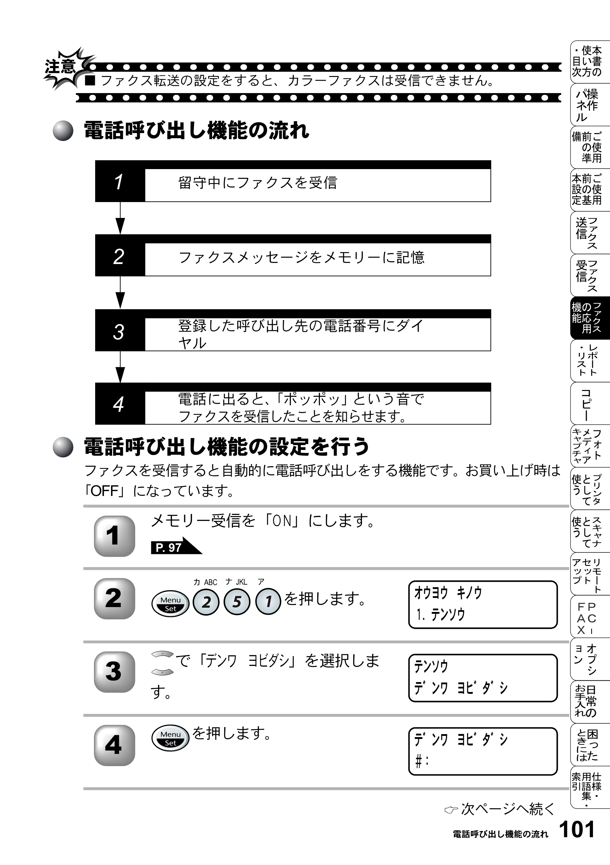 ブラザー MFC-5200J 取扱説明書（本体） — 電話呼び出し機能の流れ — 原本ページ — 127ページ