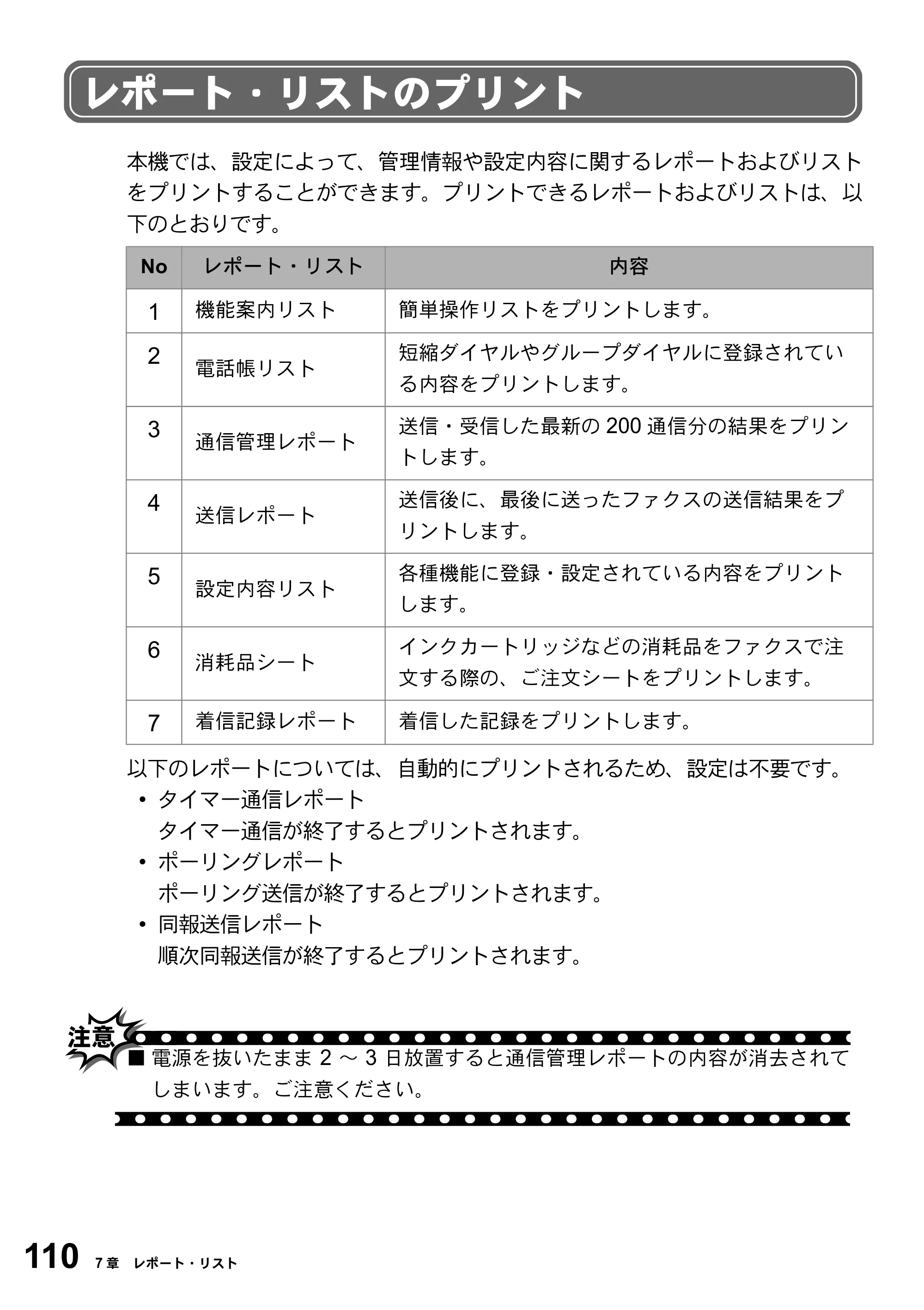 ブラザー MFC-5200J 取扱説明書（本体） — レポート・リストのプリント — 原本ページ — 136ページ