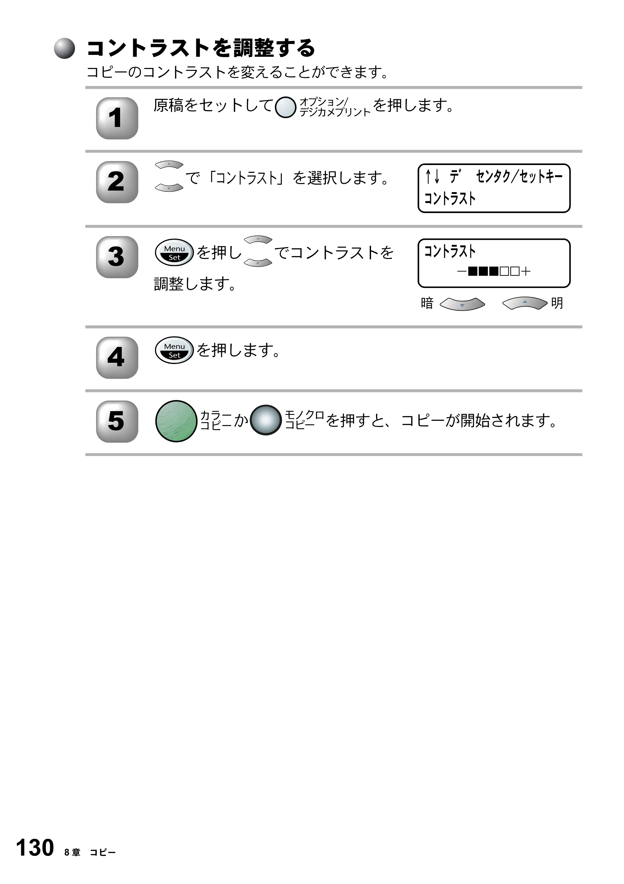 ブラザー MFC-5200J 取扱説明書（本体） — コントラストを調整する — 原本ページ — 156ページ